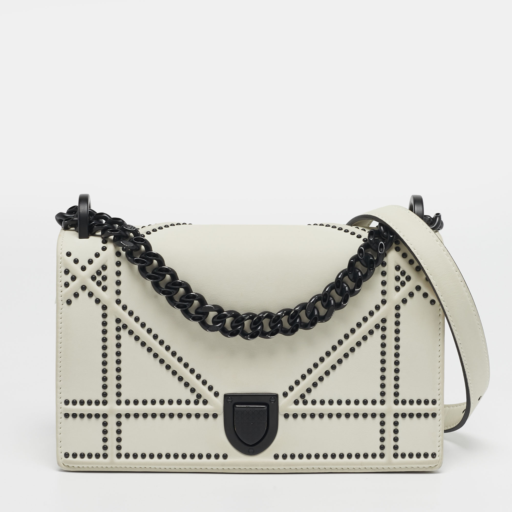 

Dior Diorama  Off White Cannage Studded Leather Flap Bag