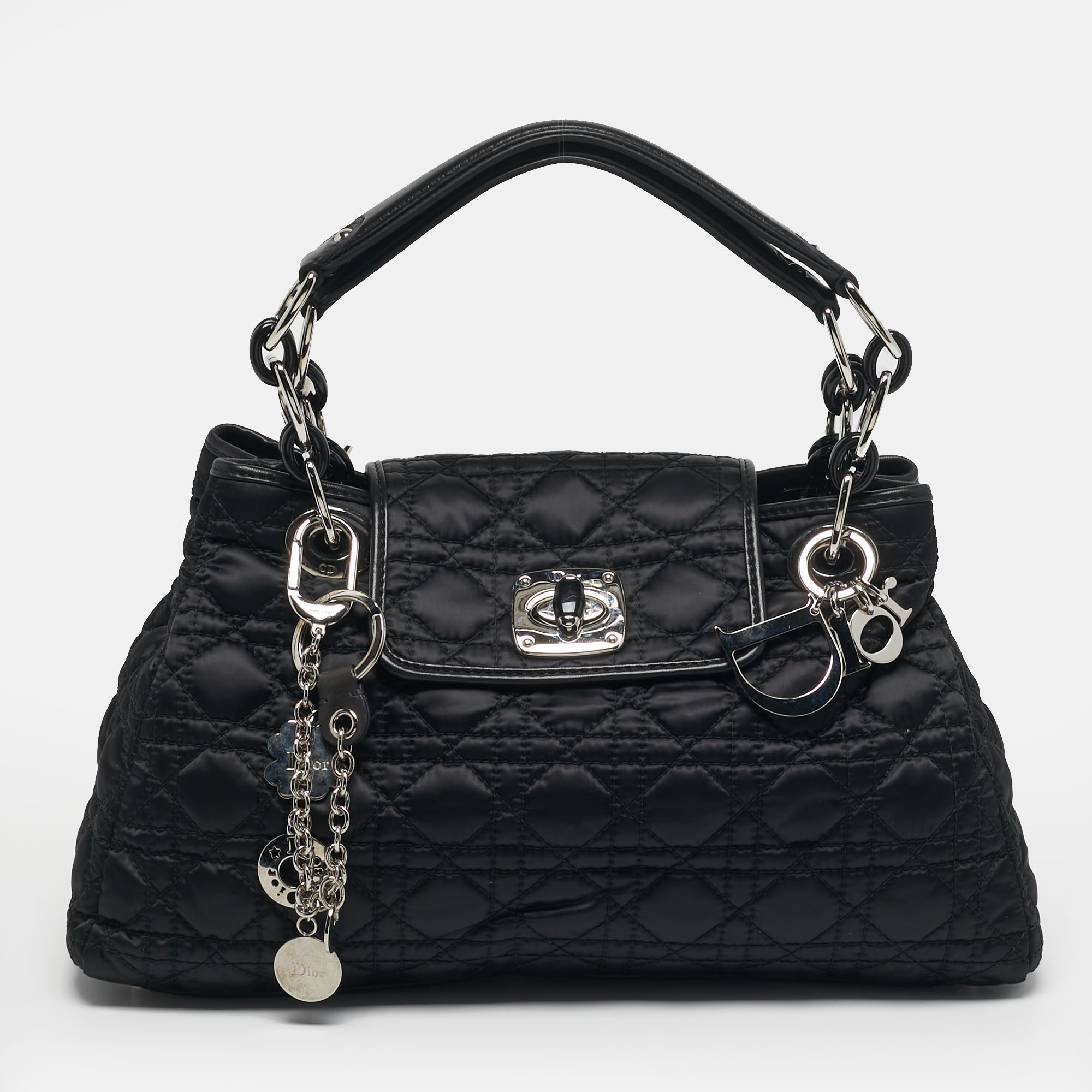 

Dior Charming Lock Black Cannage Nylon Satchel