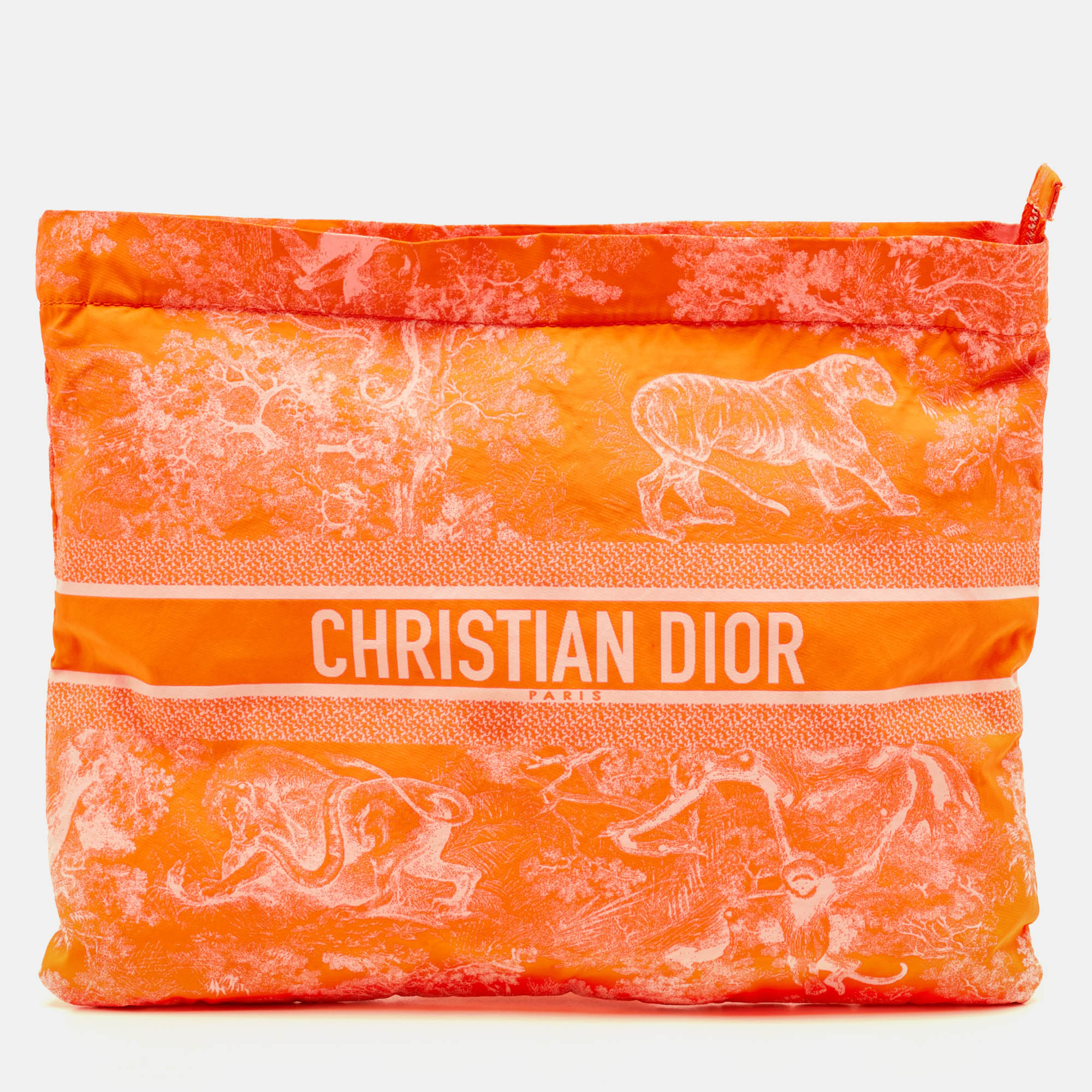 

Dior Toile de Jouy Neon Orange Reverse Technical Fabric DiorTravel Zipped Pouch