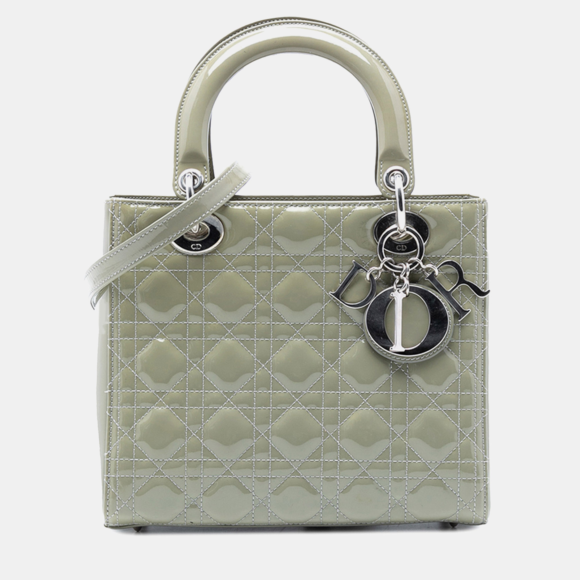

Dior Green Medium Patent Cannage Lady Dior