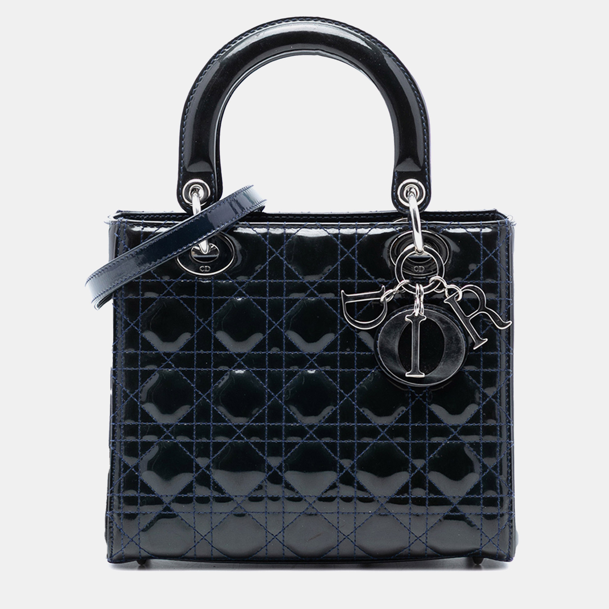 

Dior Blue Medium Patent Cannage Lady Dior