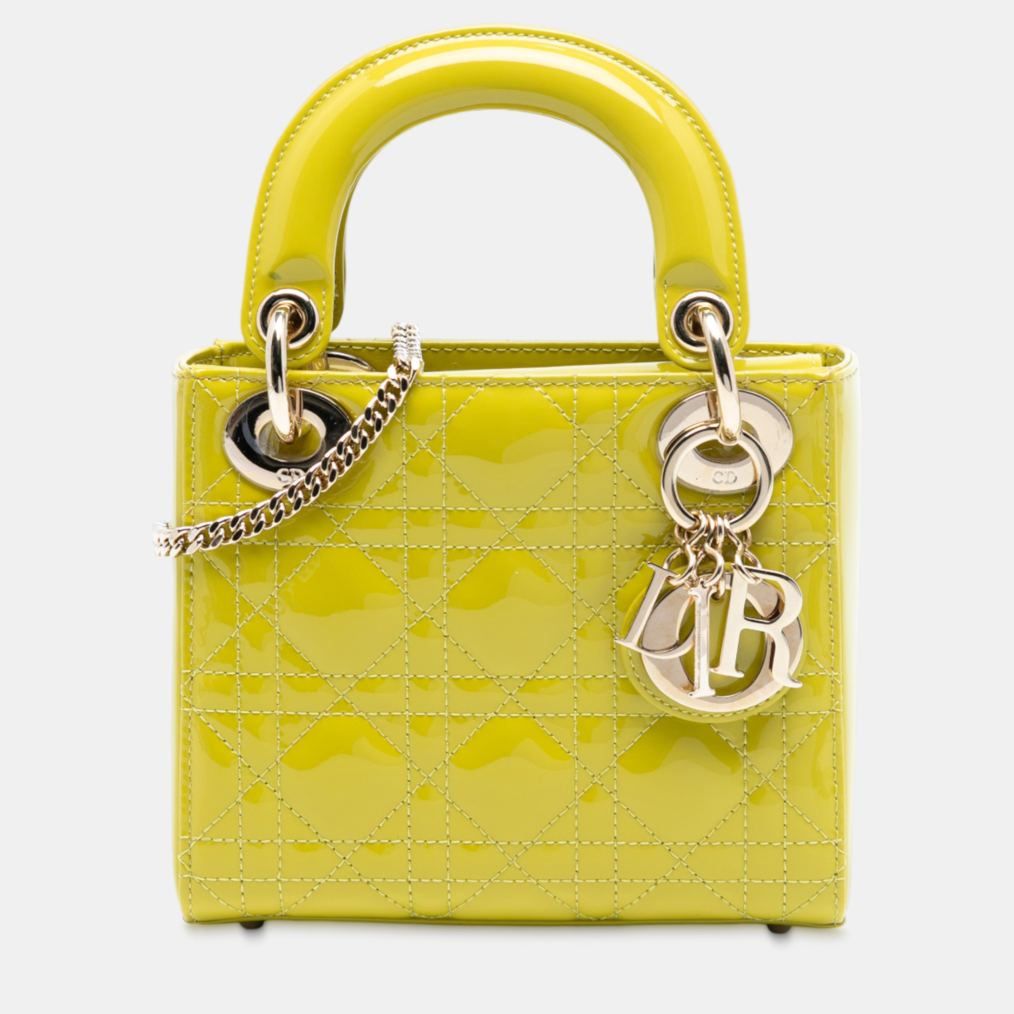 

Dior Yellow Mini Patent Cannage Lady Dior
