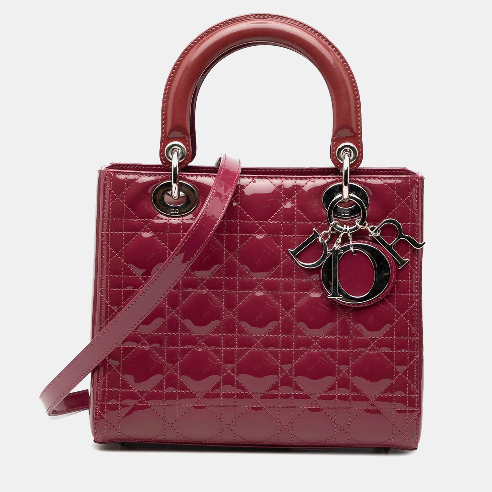 

Dior Pink Medium Patent Cannage Lady Dior