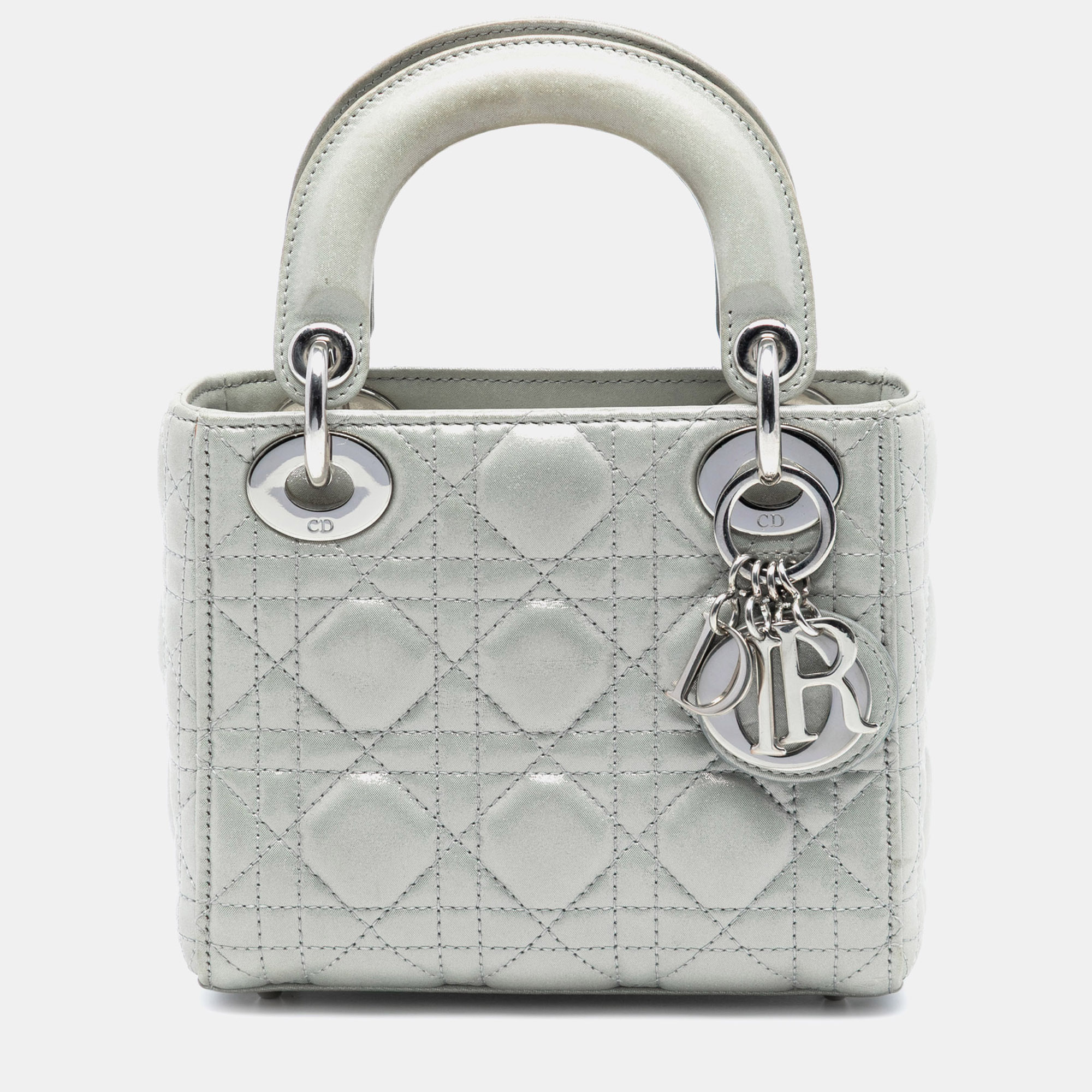 

Dior Silver Mini Iridescent Lambskin Cannage Lady Dior