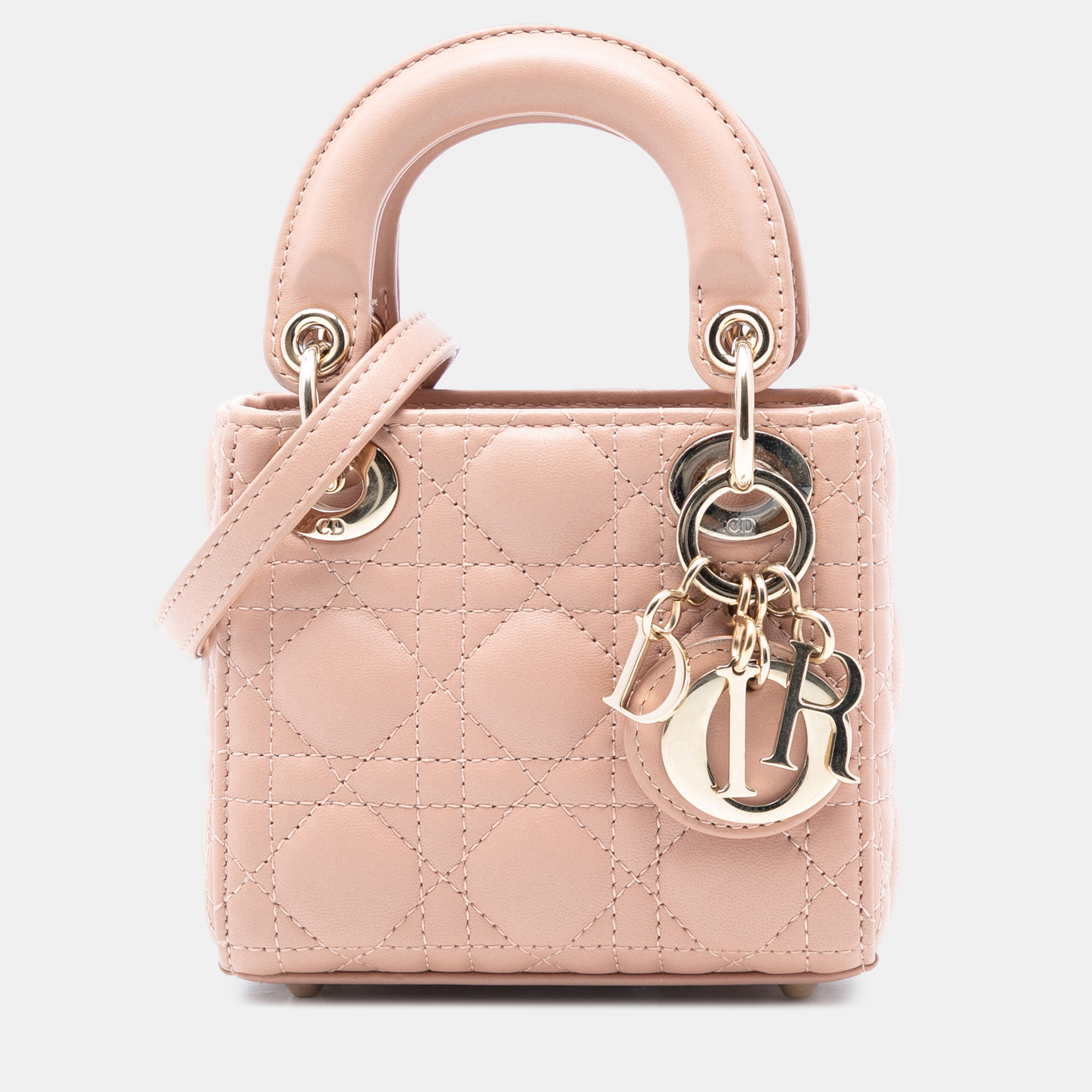 

Dior Brown Micro Lambskin Cannage Lady Dior