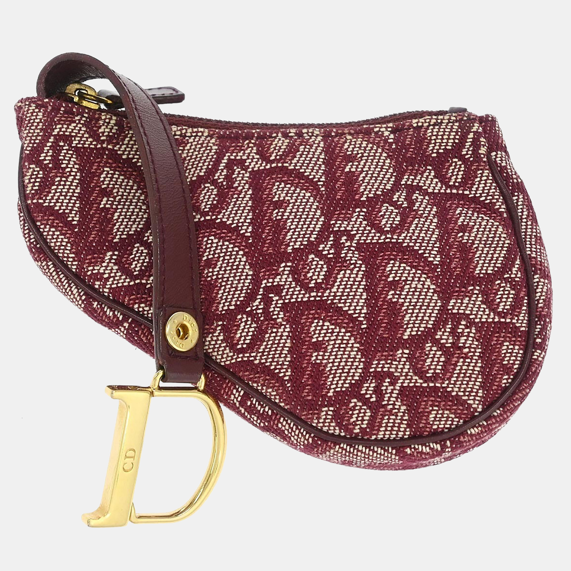 

Christian Dior Trotter Saddle Coin Purse Wallet Mini Pouch Bag, Burgundy