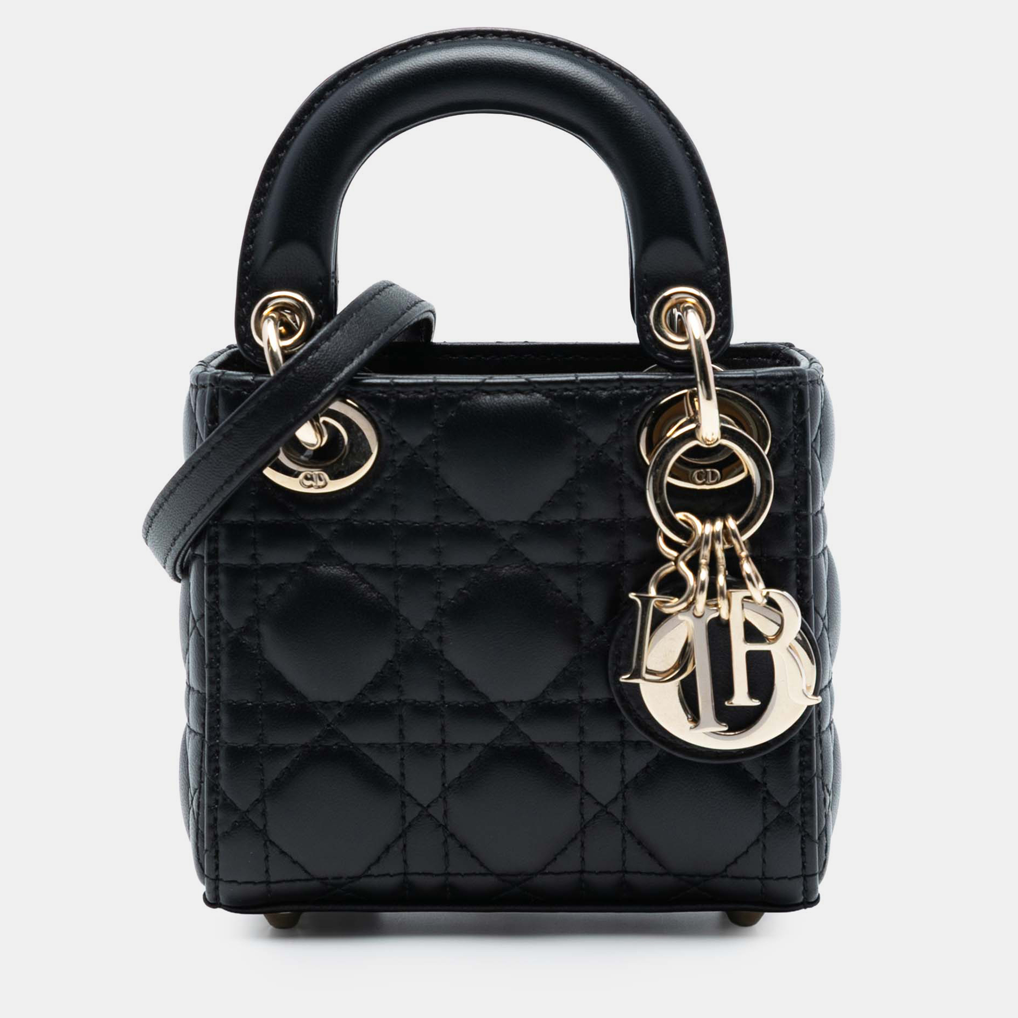 

Dior Black Micro Lambskin Cannage Lady Dior