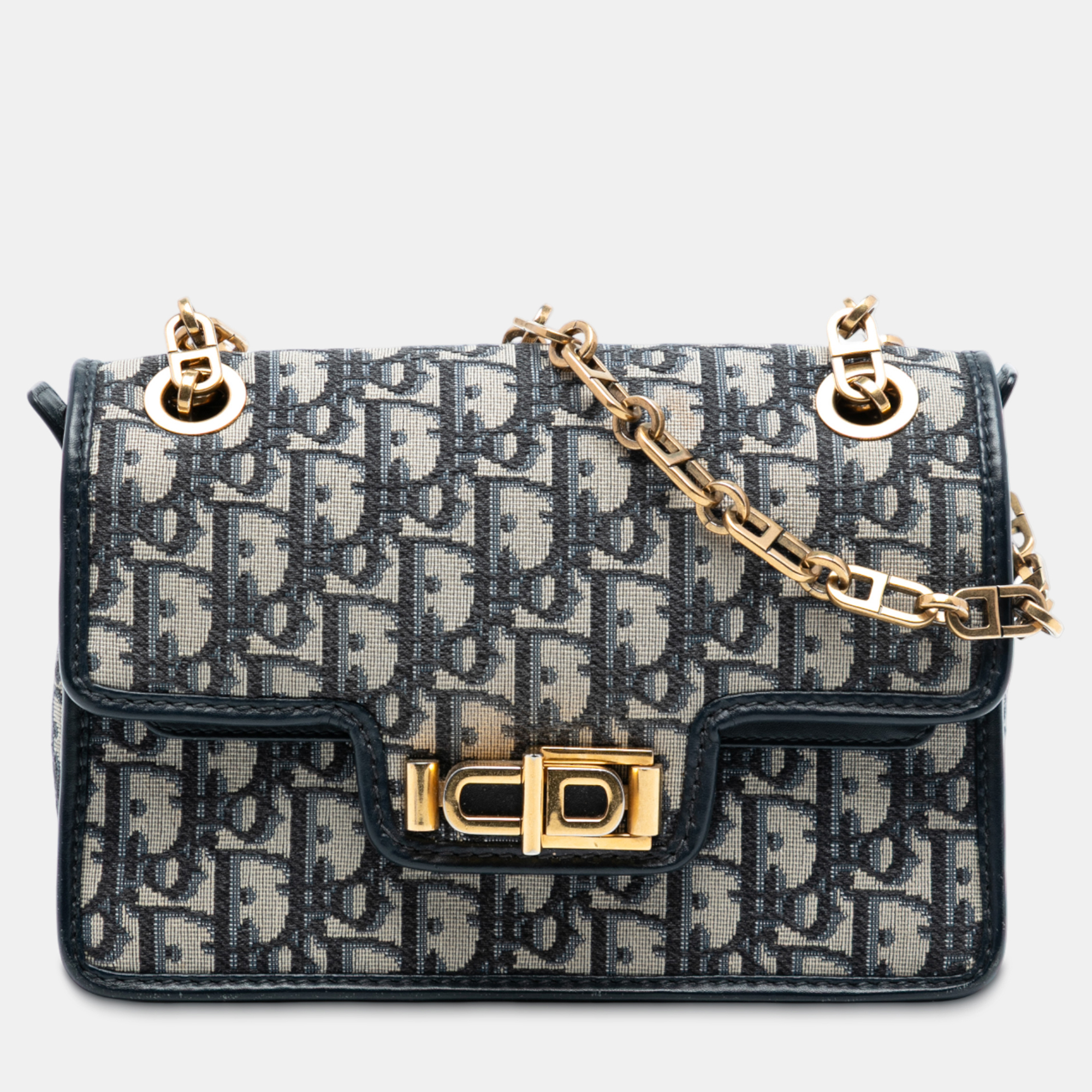 

Dior Blue Oblique Canvas CD Lock Chain Flap Crossbody