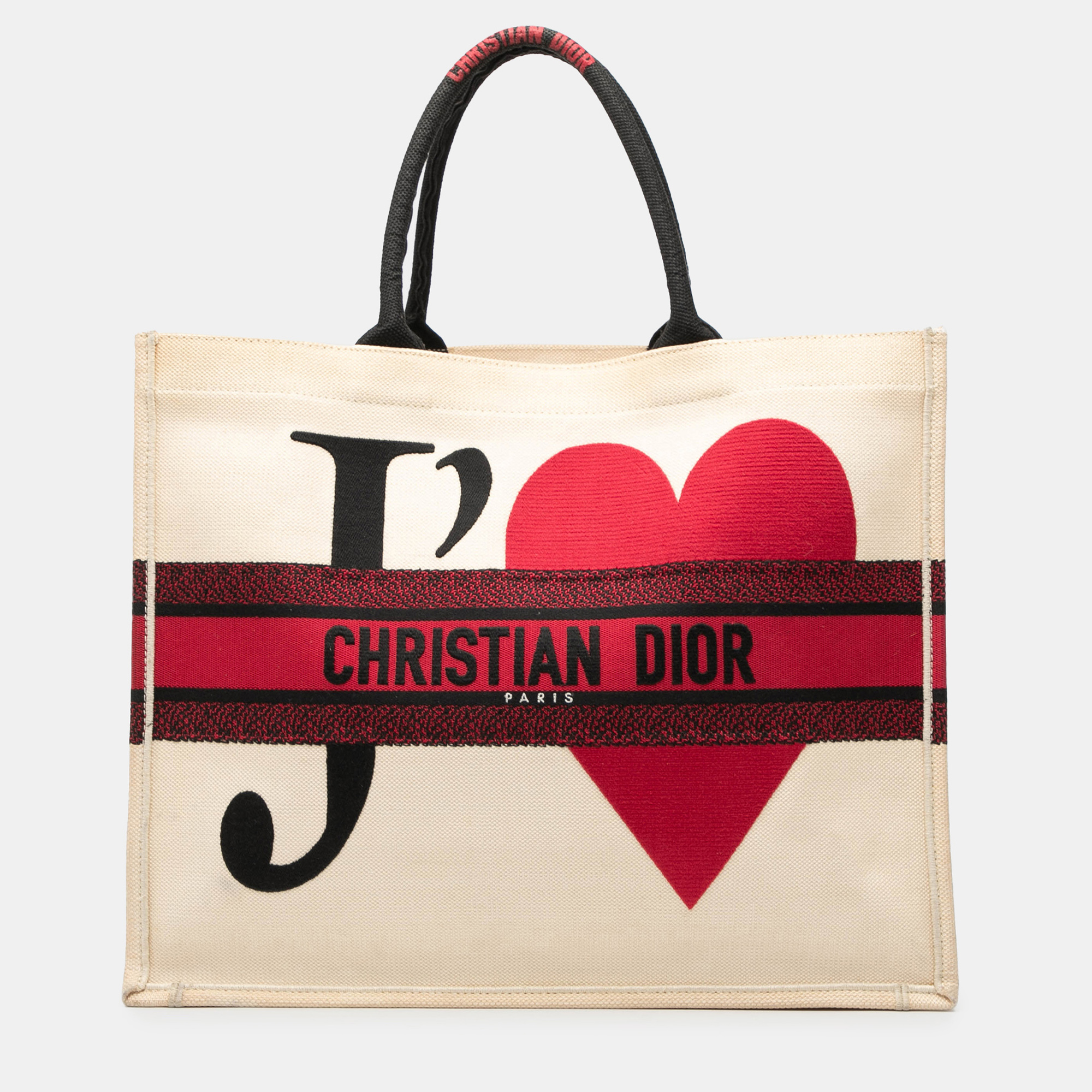 

Dior White DiorAmour Large Embroidered Canvas Je T aime Book Tote