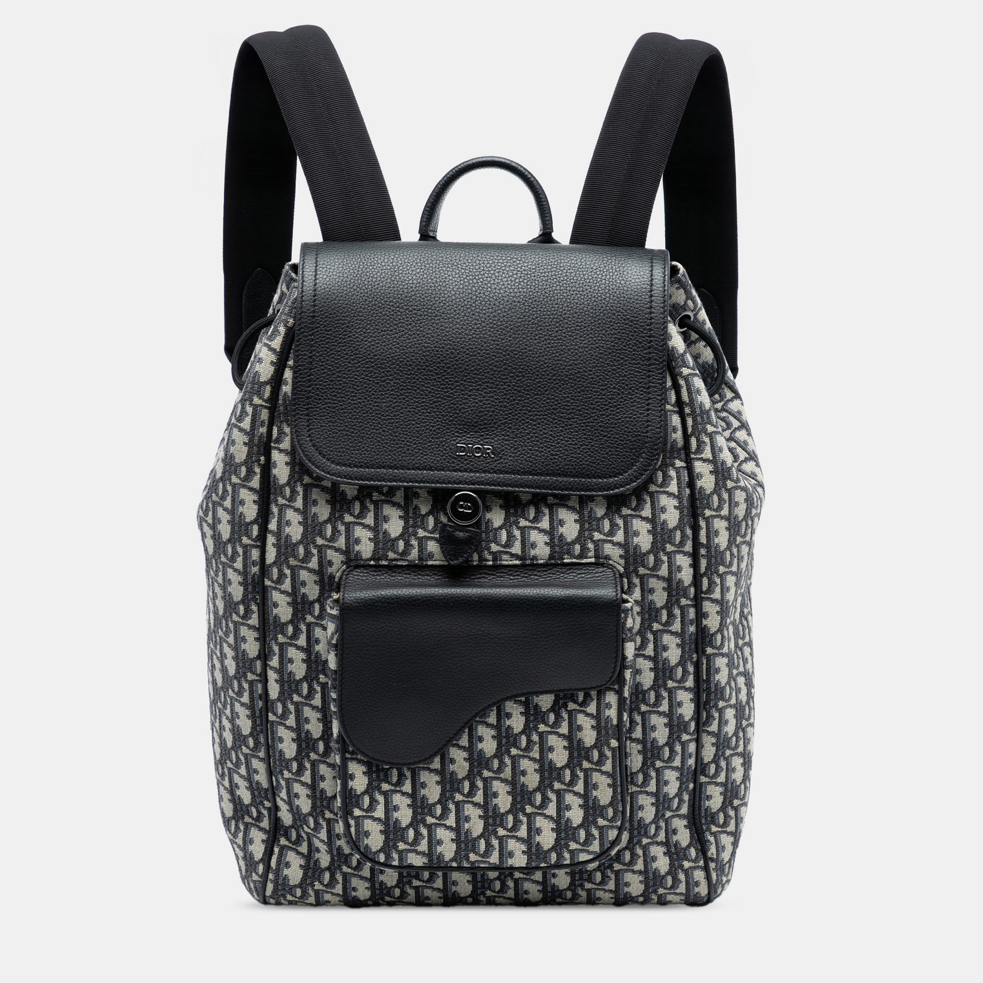 Pre-owned Dior Blue Oblique Canvas Saddle Backpack