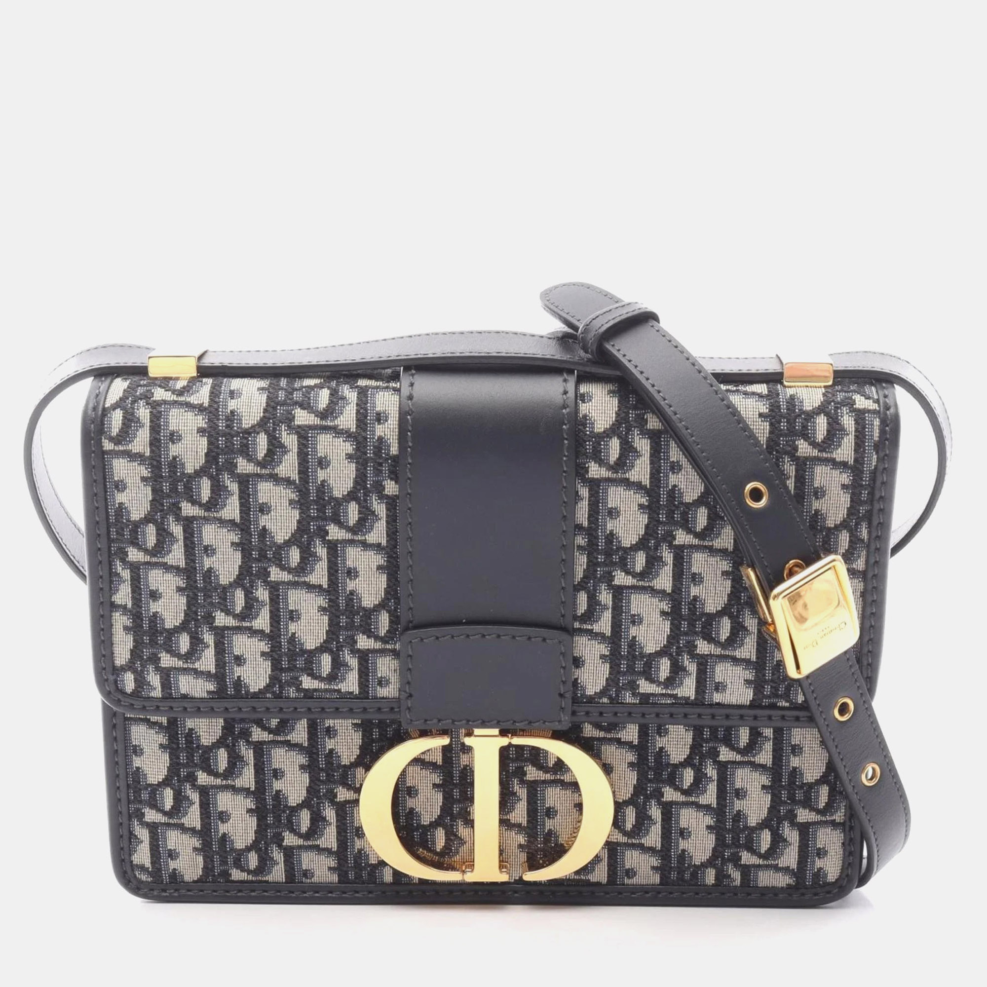 

Christian Dior Dior 30 Montaigne Oblique Jacquard Shoulder Bag Canvas And Leather Navy Beige