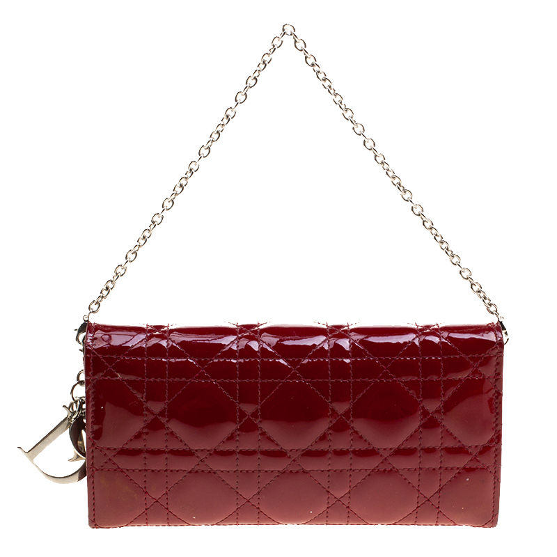 Dior Red Cannage Patent Leather Lady Dior Clutch Dior | TLC