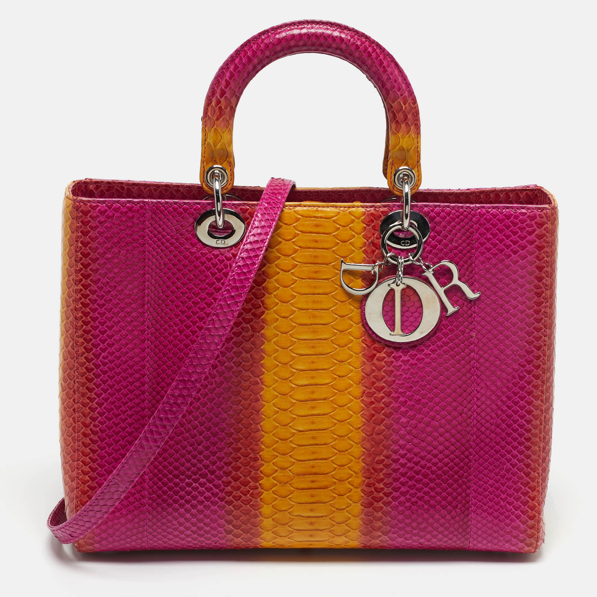 

Dior Lady Dior  Tricolor Python Tote, Multicolor