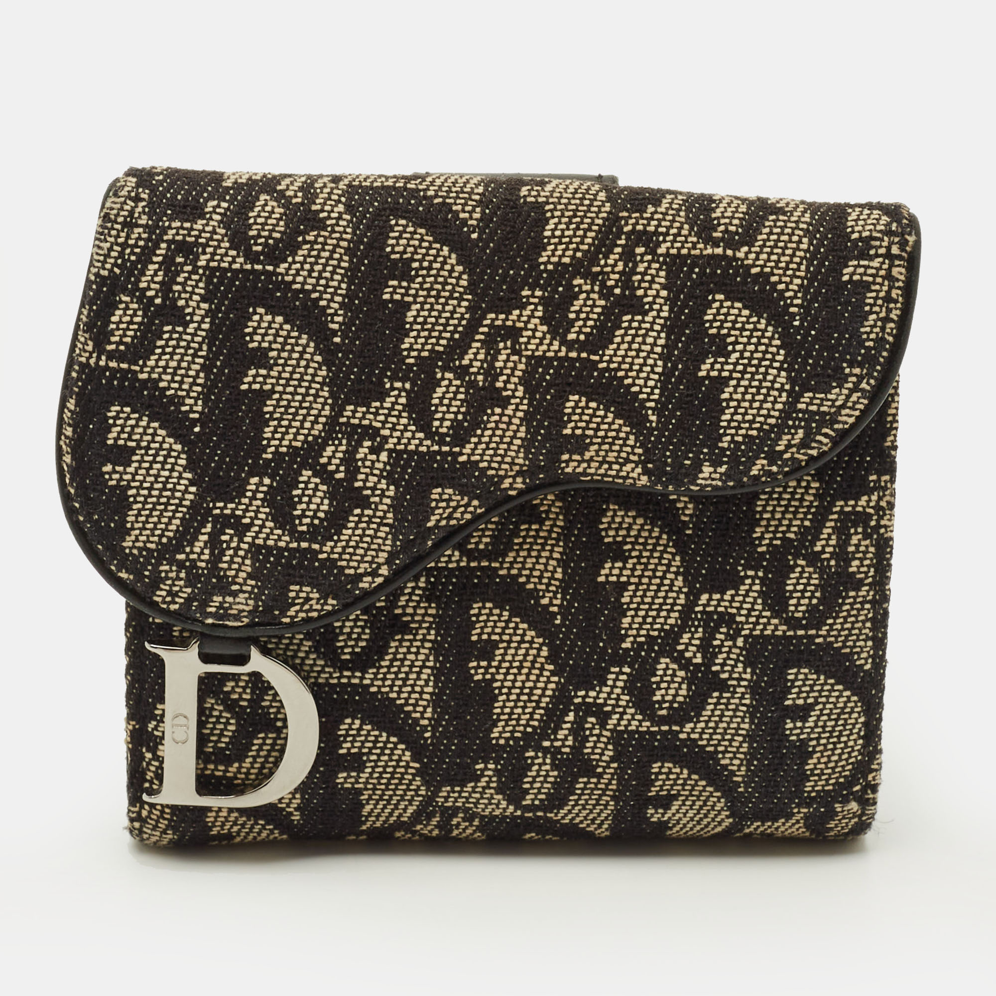 

Dior Saddle Black Oblique Canvas and Leather French Wallet