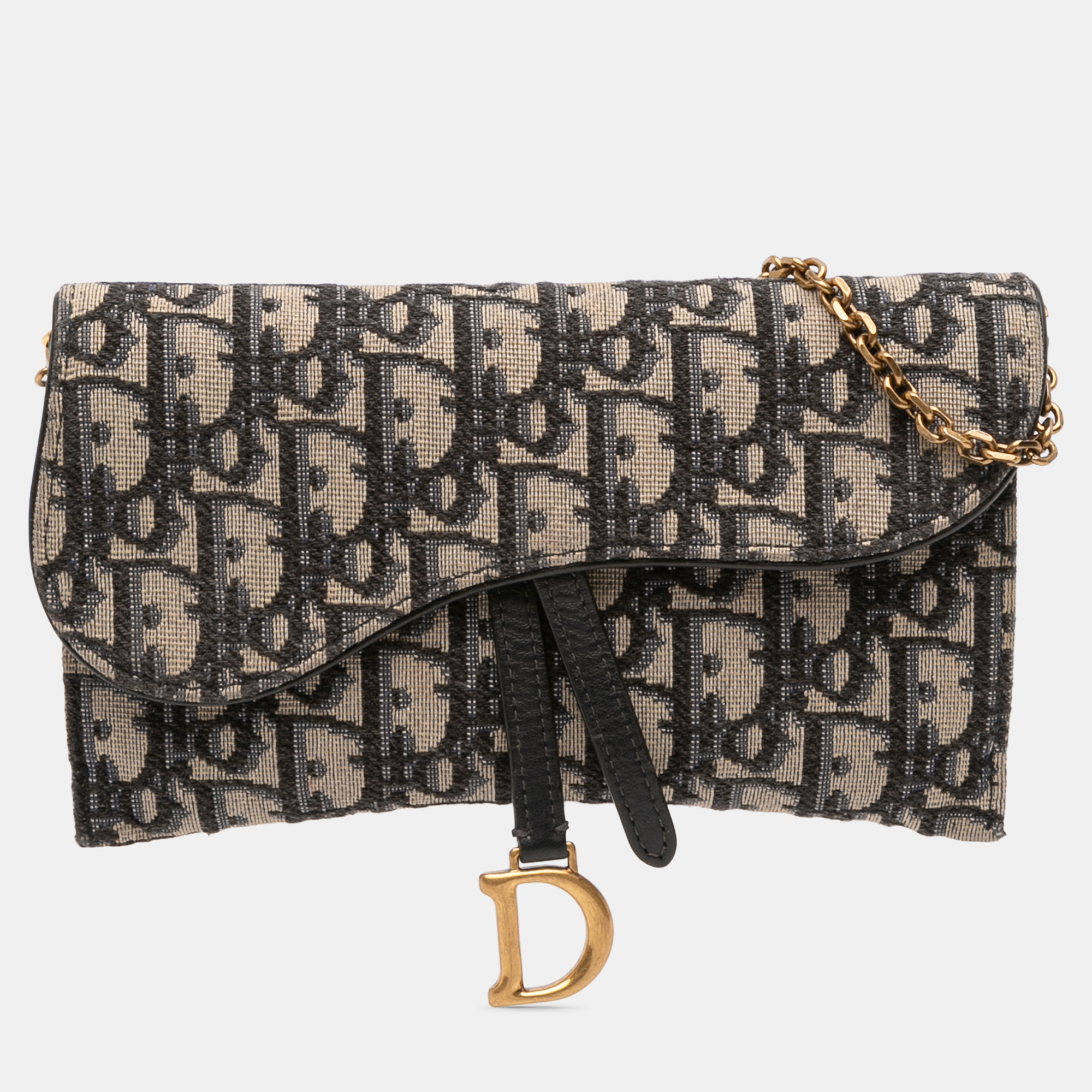 

Dior Blue Oblique Canvas Saddle Wallet On Chain