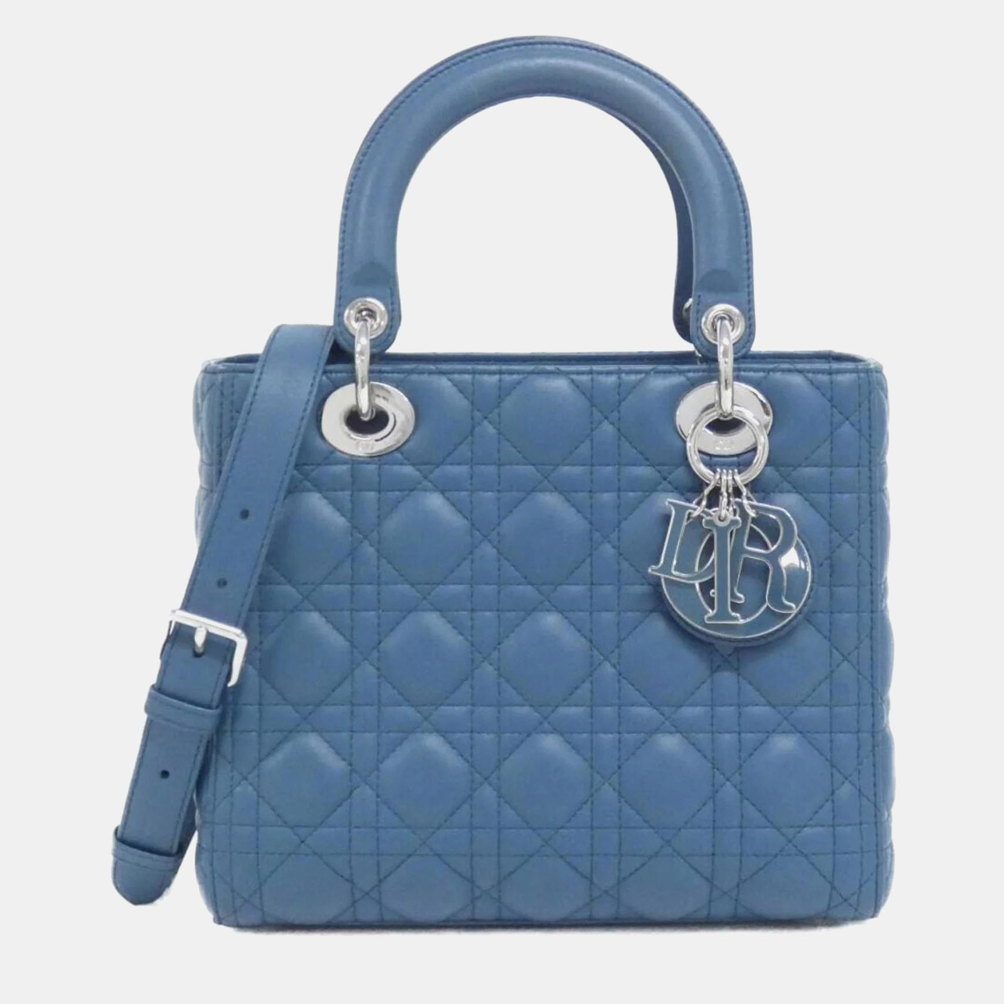 

Christian Dior Lady Blue Lambskin Leather Medium Handbag