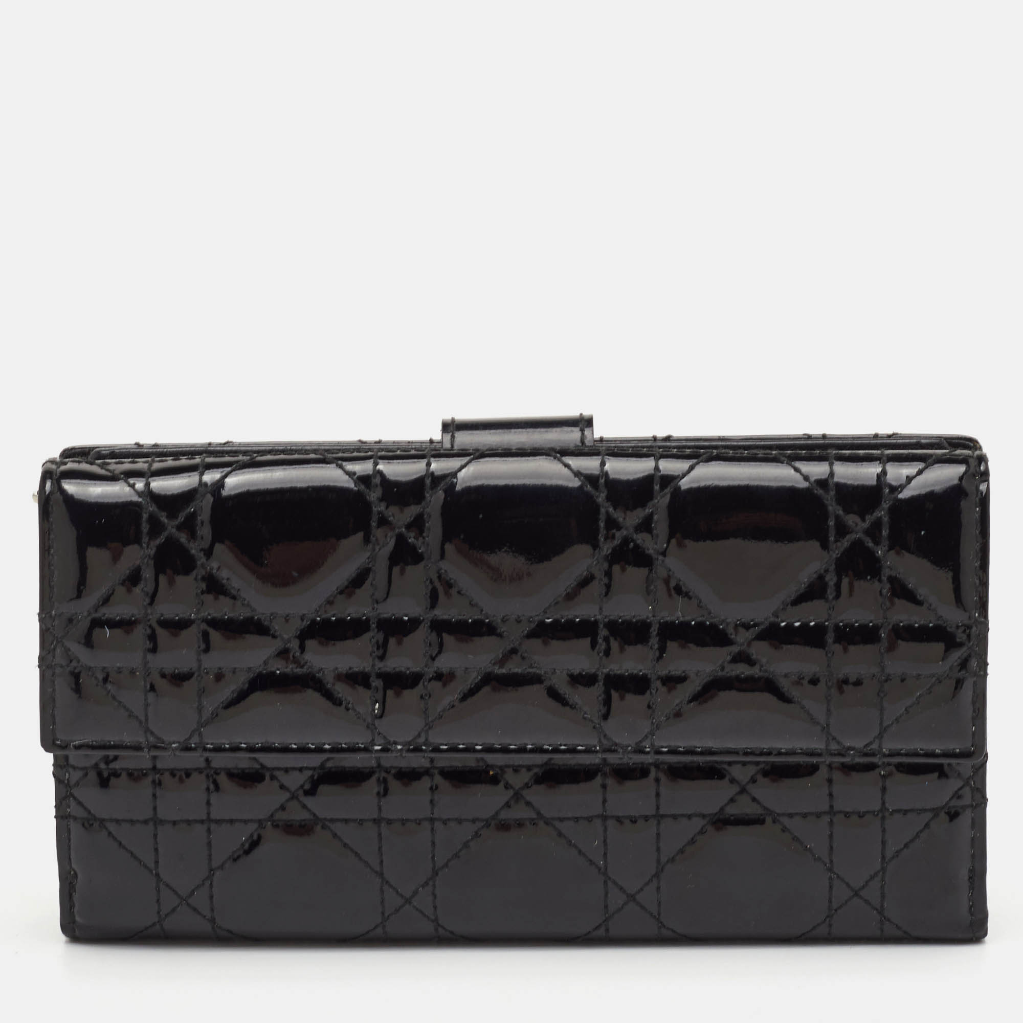 

Dior Lady Dior Black Cannage Patent Leather Long Continental Wallet