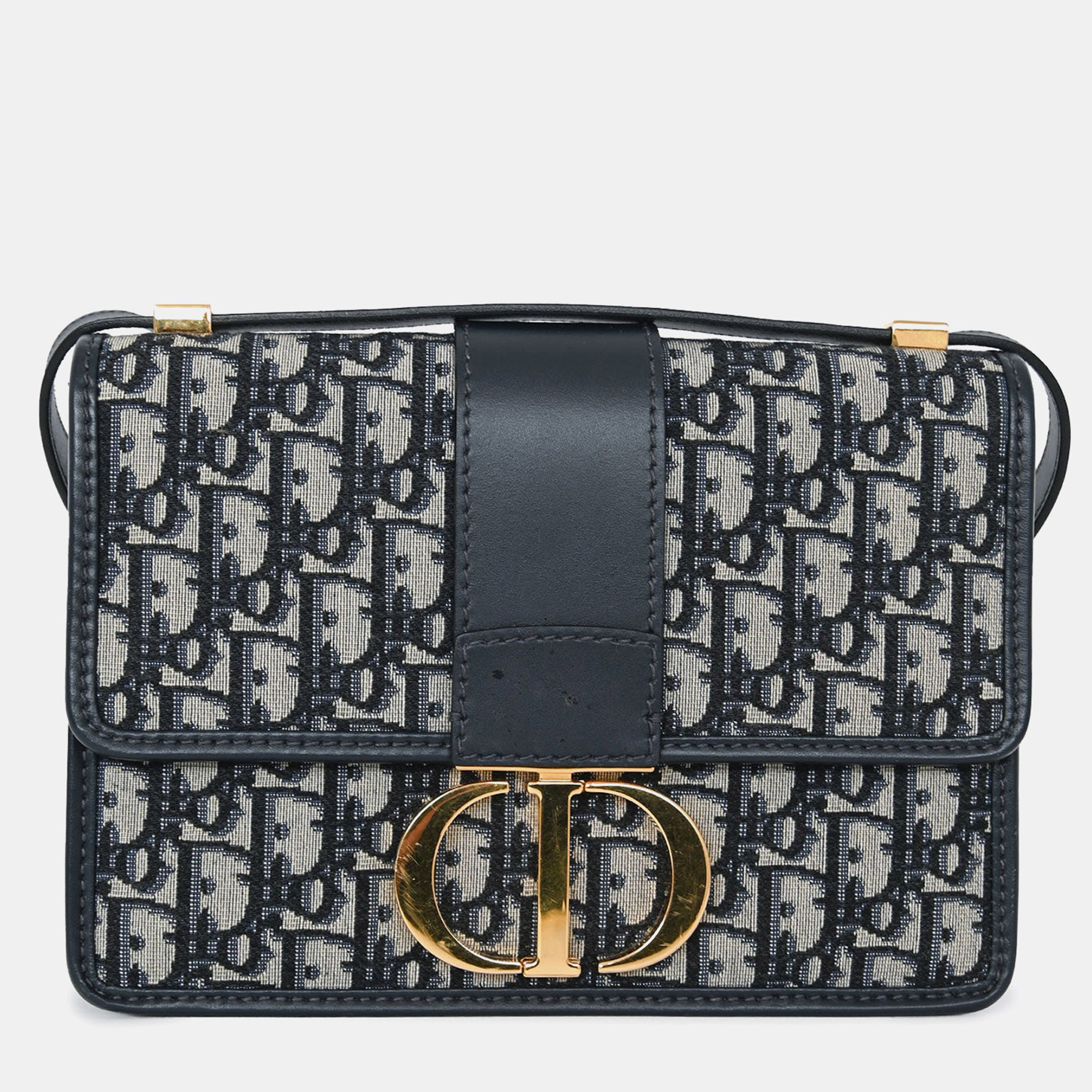 

Christian Dior 2019 Navy Leather/Oblique 30 Montaigne Shoulder Bag, Navy blue