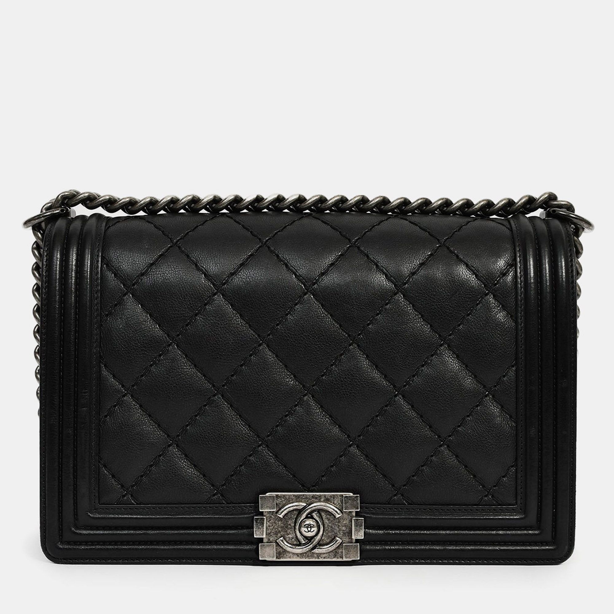 

Chanel 2013-14 Black Quilted Calfskin Large Boy Bag