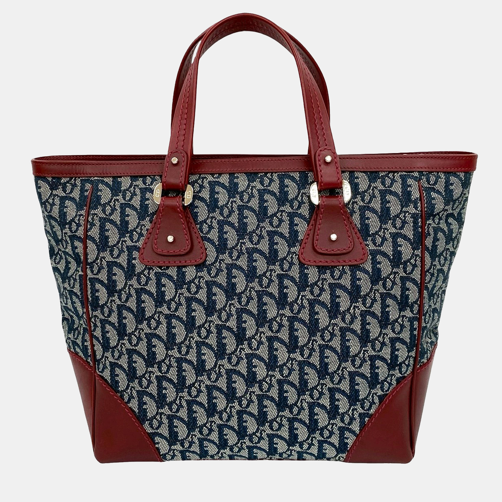 

Dior Blue Red Diorissimo Trotter Canvas Zip Tote