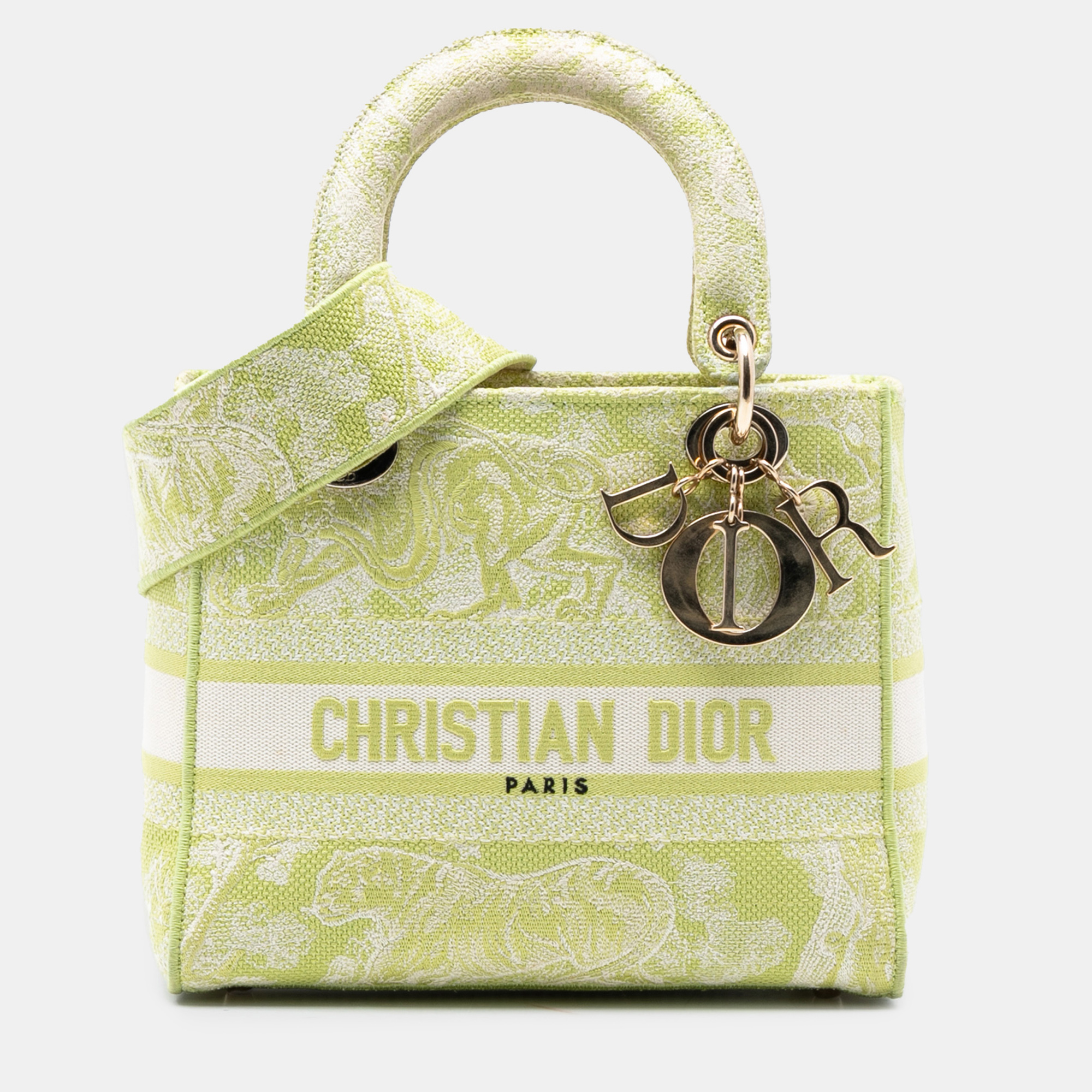 

Dior Green Medium Embroidered Canvas Toile de Jouy Lady D Lite