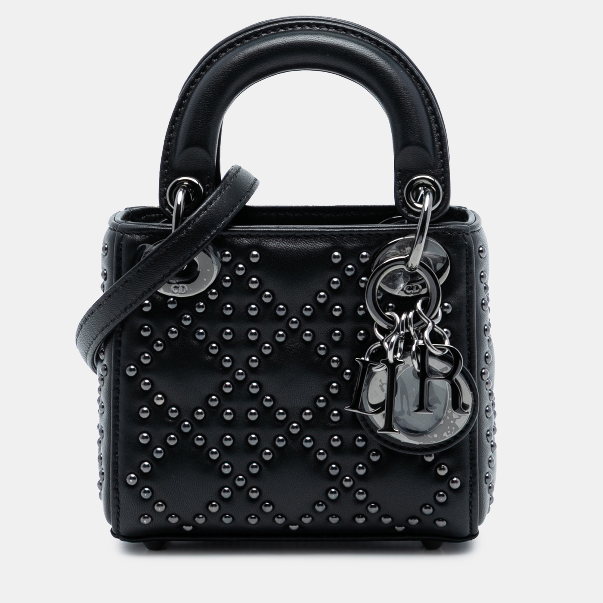 

Dior Black Micro Lambskin Cannage Studded Supple Lady Dior