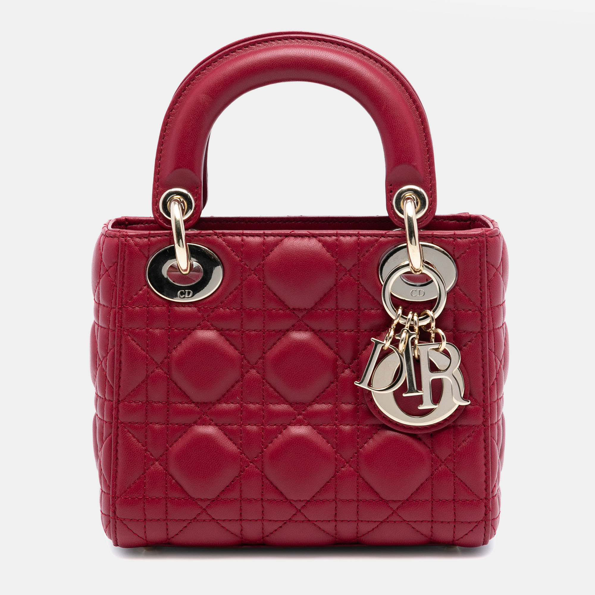 

Dior Red Mini Lambskin Cannage Lady Dior