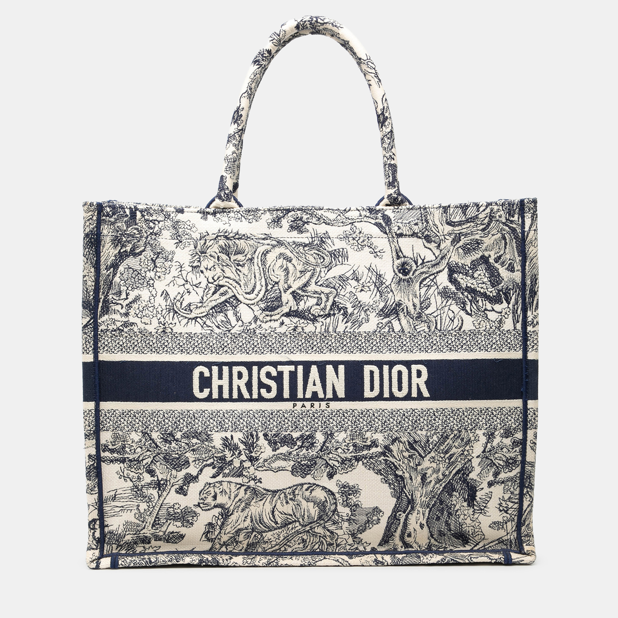 

Dior Blue Large Canvas Embroidered Dioriviera Toile De Jouy Book Tote
