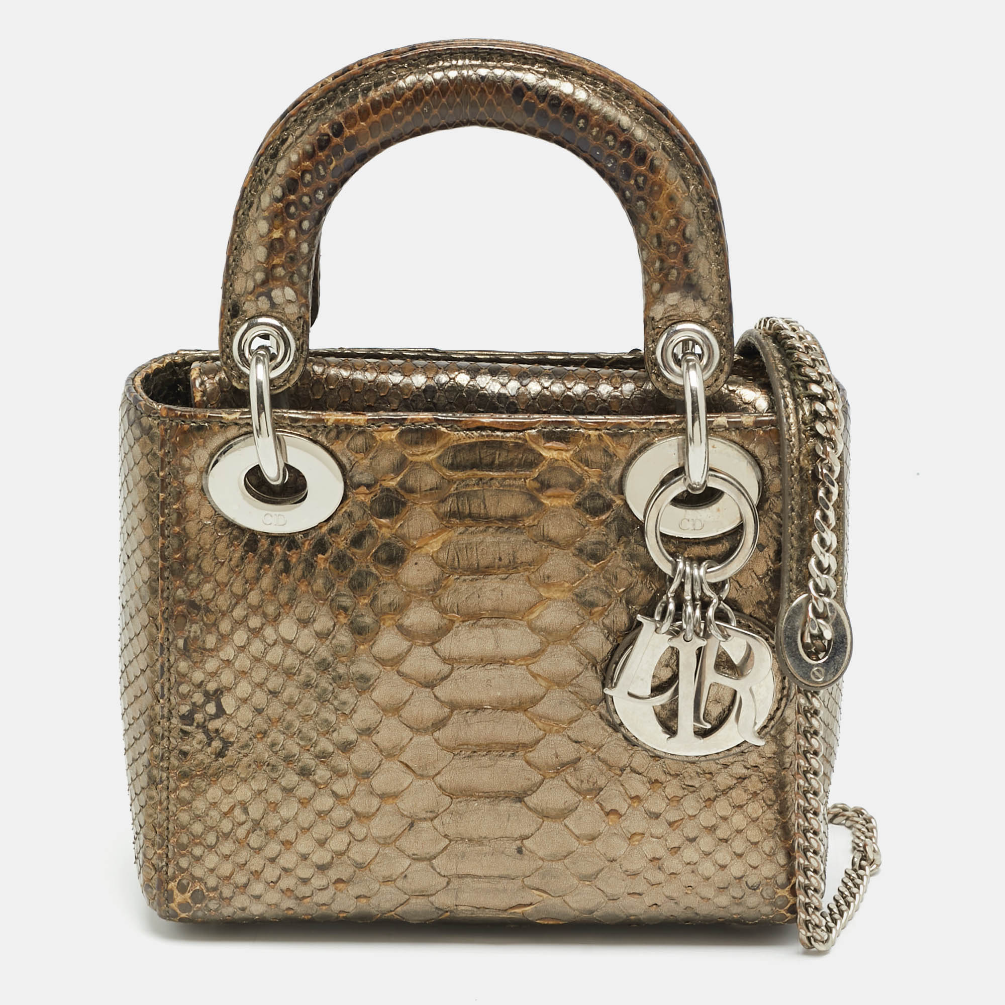 

Dior Lady Dior Mini Metallic Python Tote