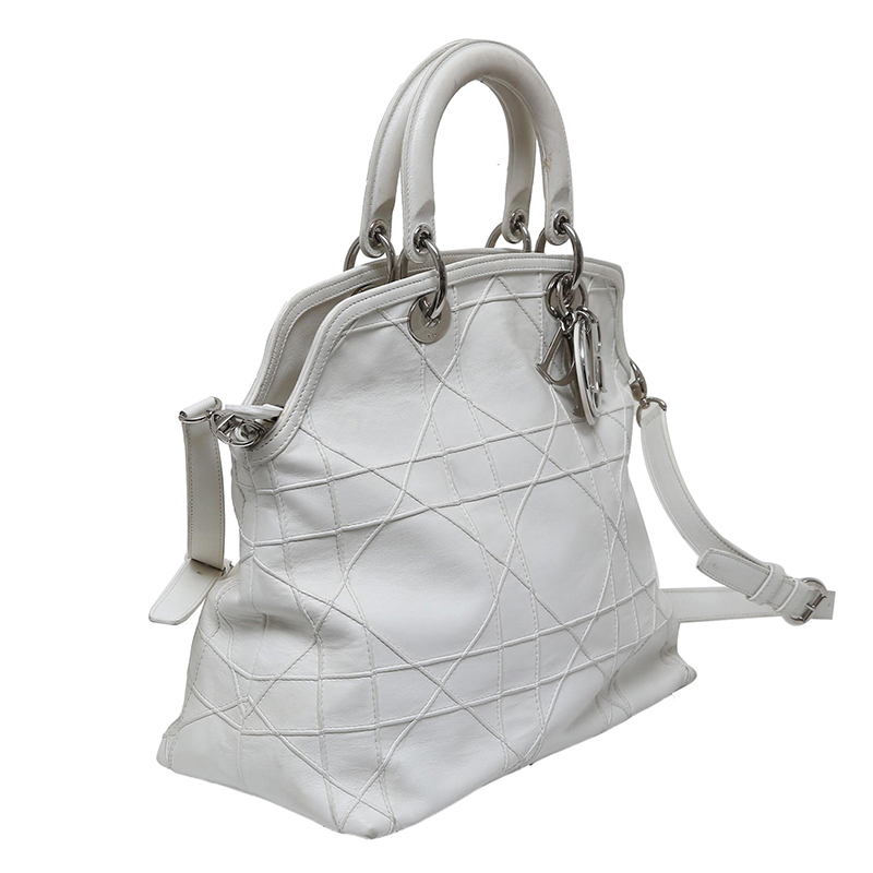 

Dior White Cannage Quilted Lambskin Granville Tote