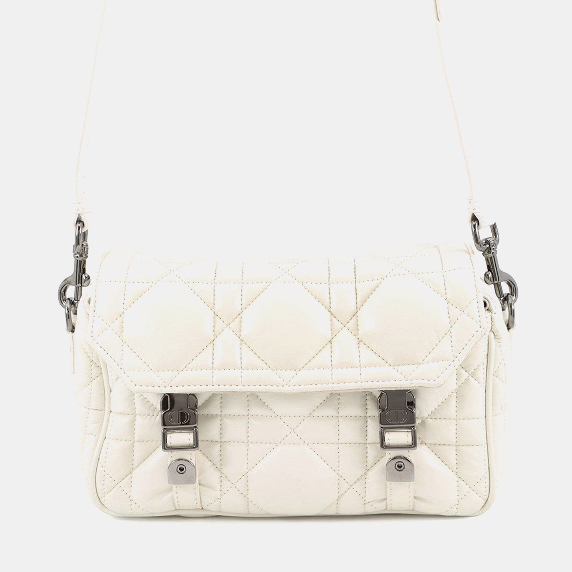 

Dior Macrocannage Dior Camp Shoulder Bag White Leather Size Small