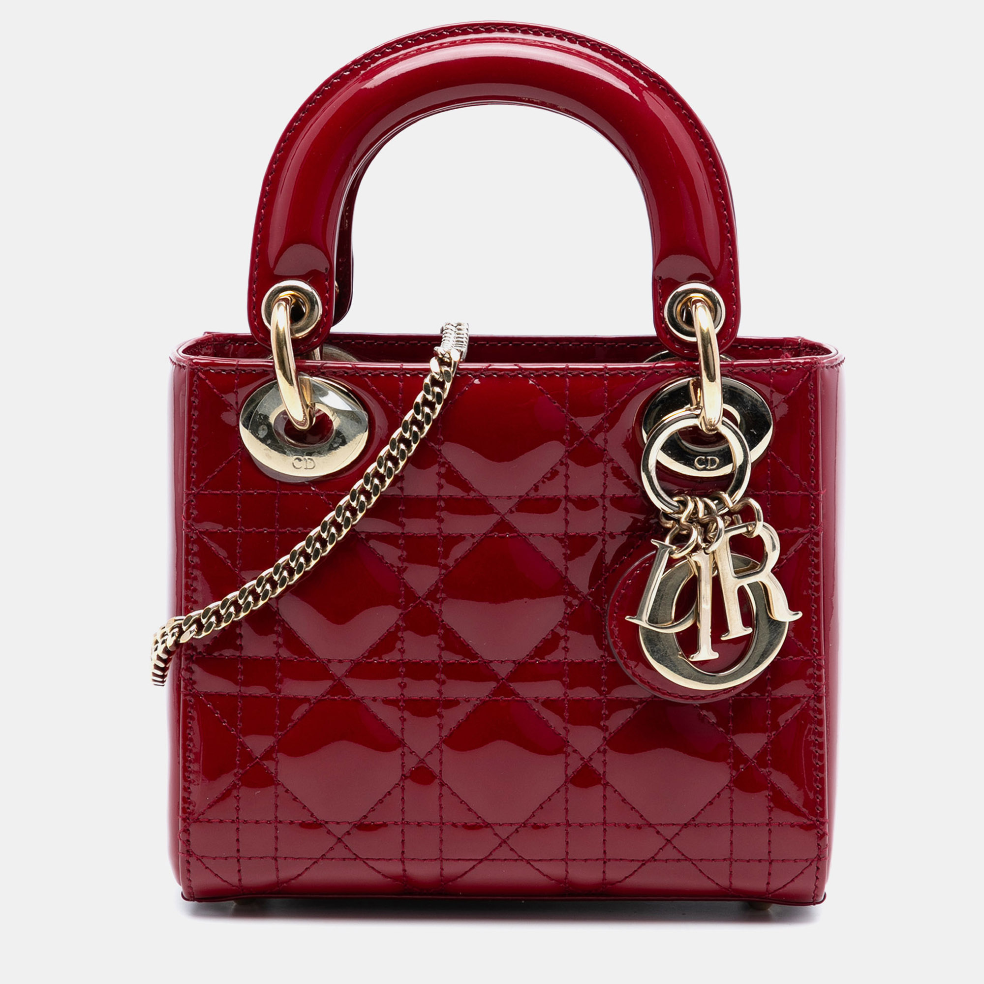

Dior Red Mini Patent Cannage Lady Dior