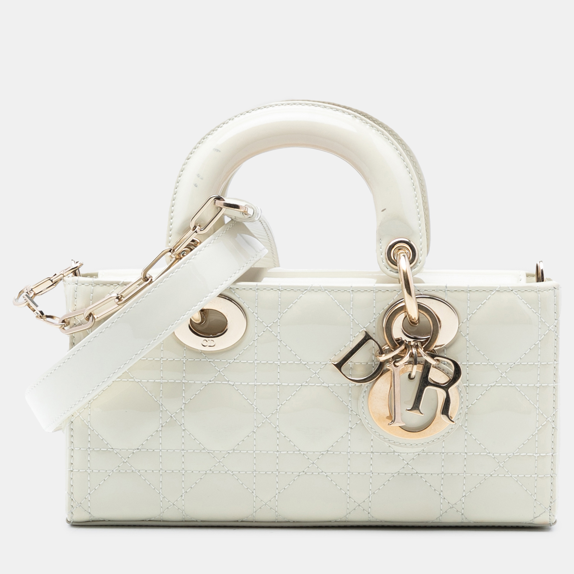 

Dior White Small Patent Cannage Lady D Joy