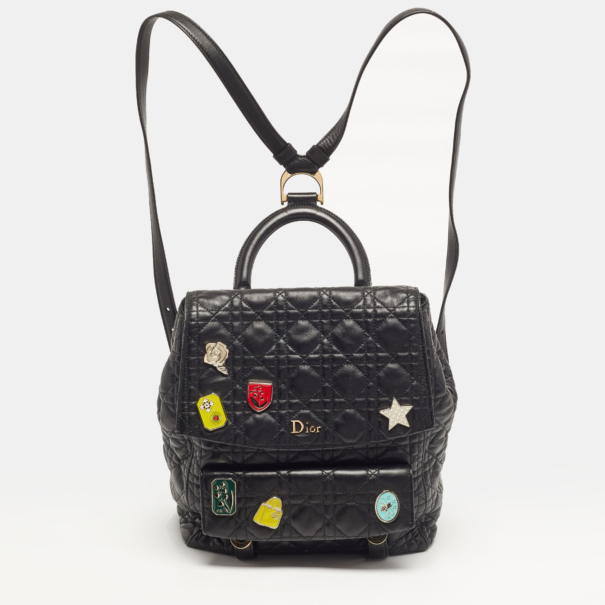 

Dior Stardust Charm  Black Cannage Leather Backpack