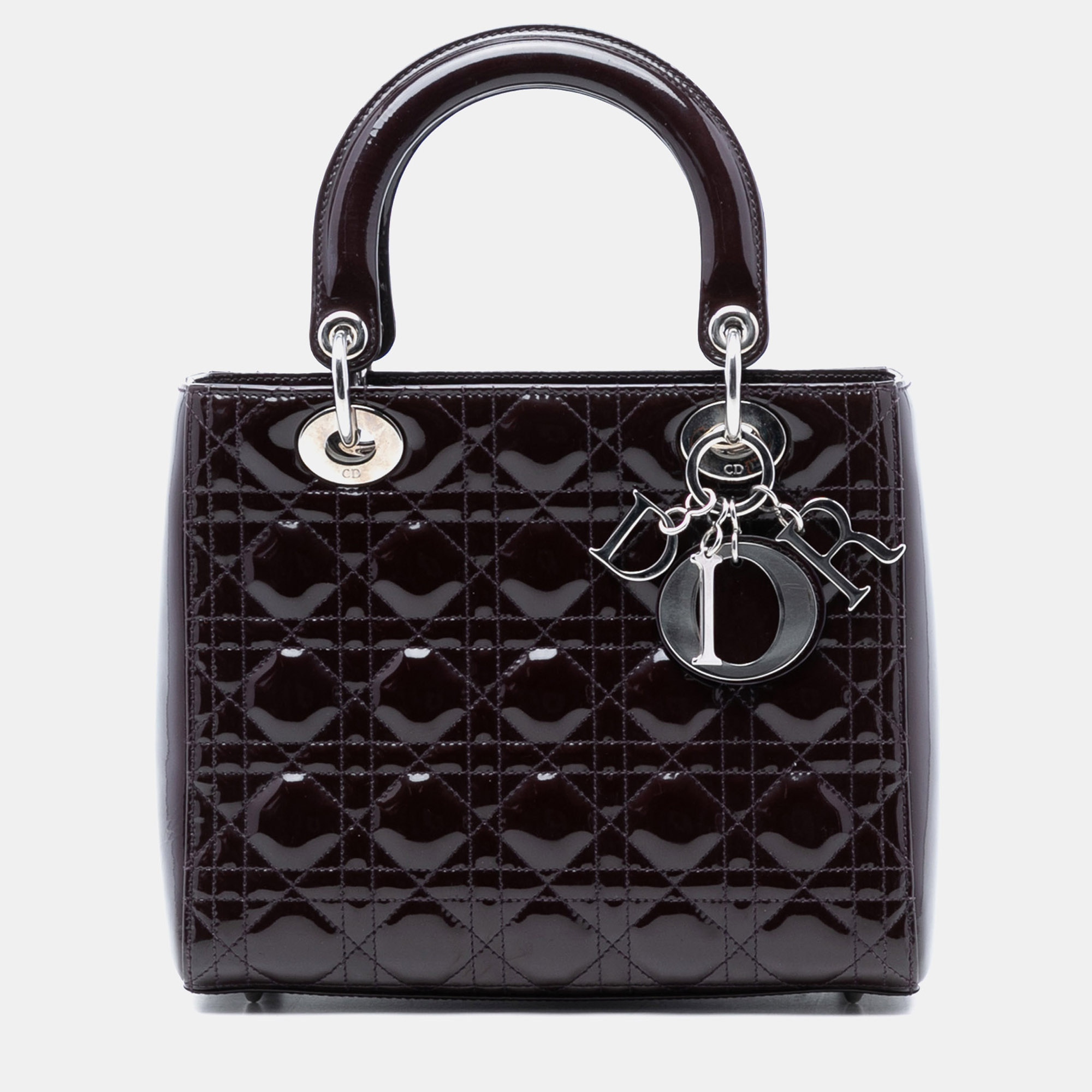 

Dior Red Medium Patent Cannage Lady Dior