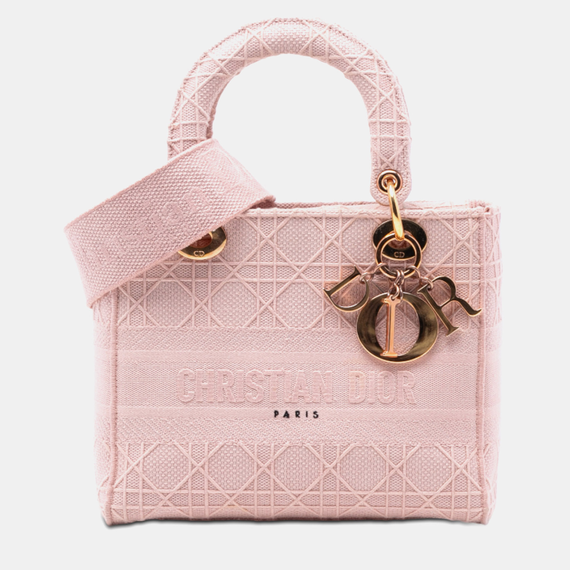 

Dior Pink Medium Canvas Cannage Lady D Lite