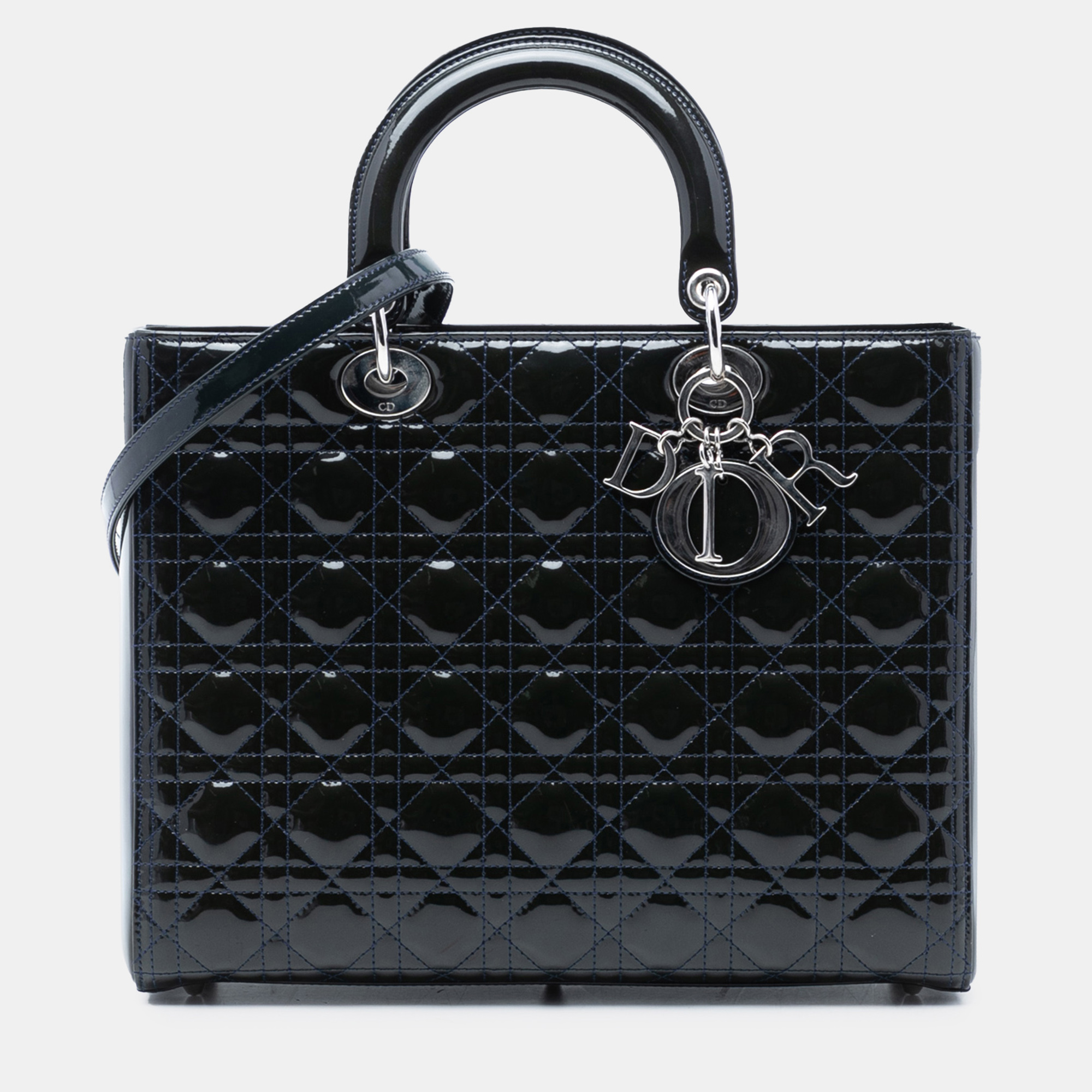 

Dior Blue Large Patent Cannage Lady Dior