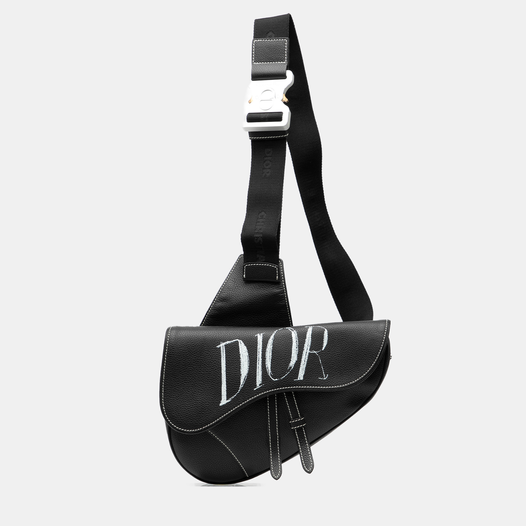

Dior Black Alex Foxton Grained Calfskin Saddle Bag