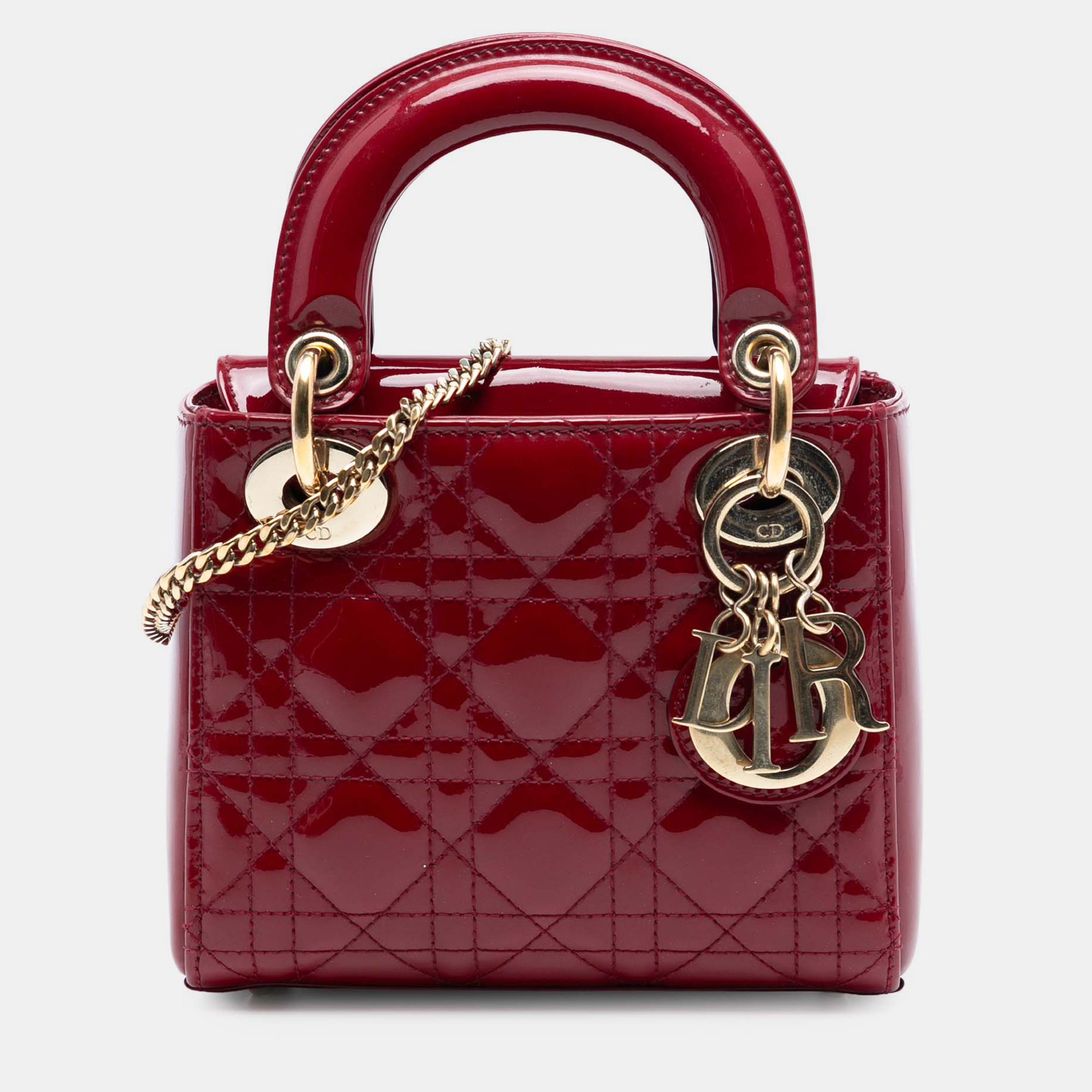

Dior Red Mini Patent Cannage Lady Dior