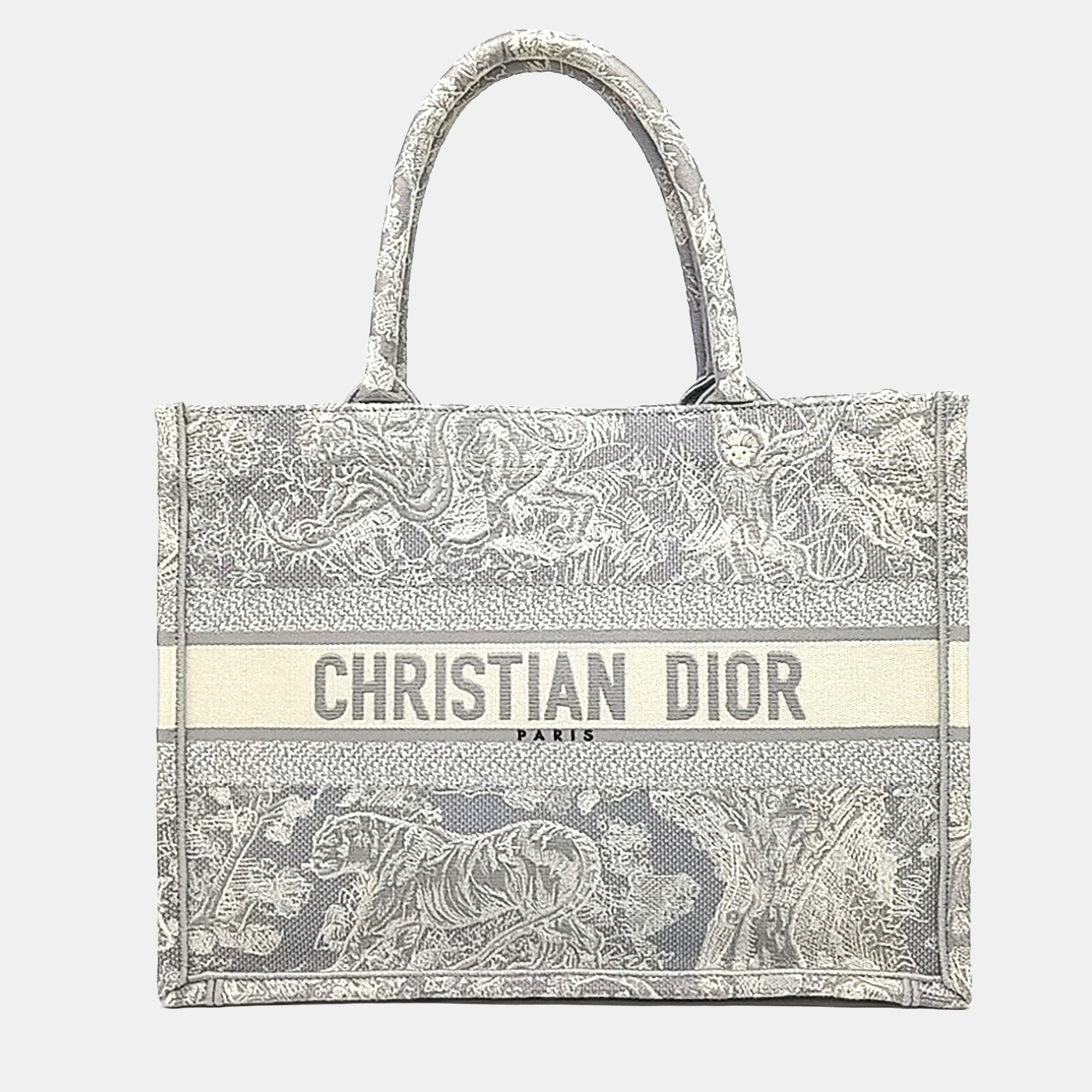 

Dior Grey Fabric Book Tote Bag 36