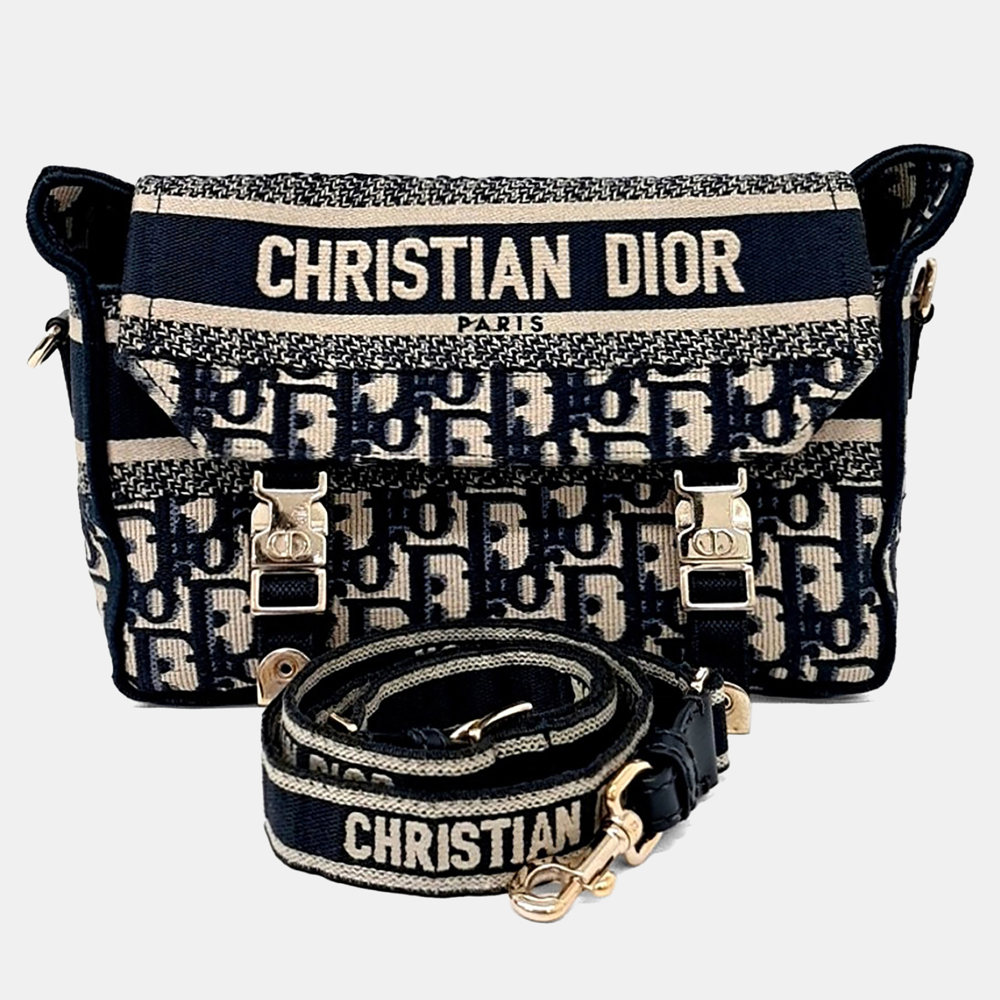 

Dior Navy Blue Fabric Oblique Camp Bag Small