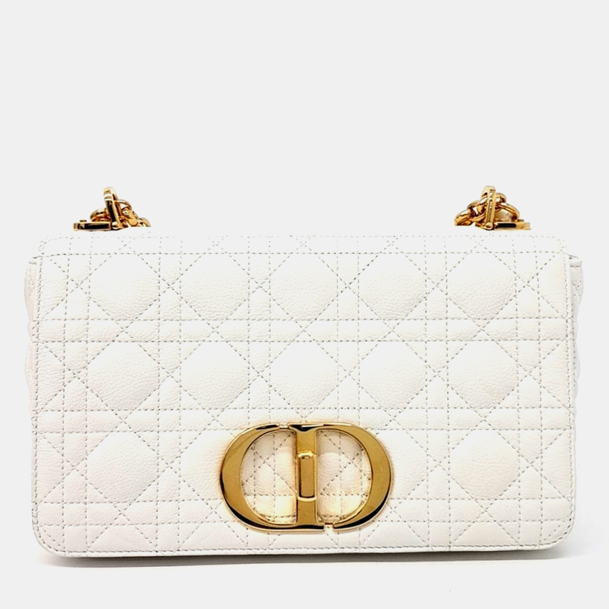 

Dior White Leather Caro Bag Medium