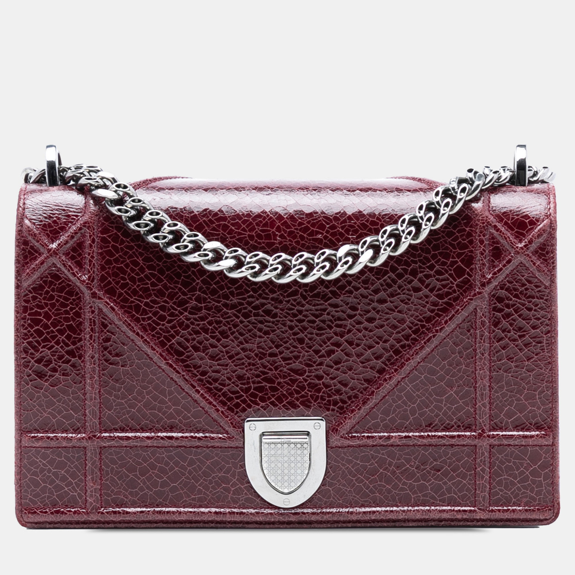 

Dior Red Medium Crackled Deerskin Diorama Flap