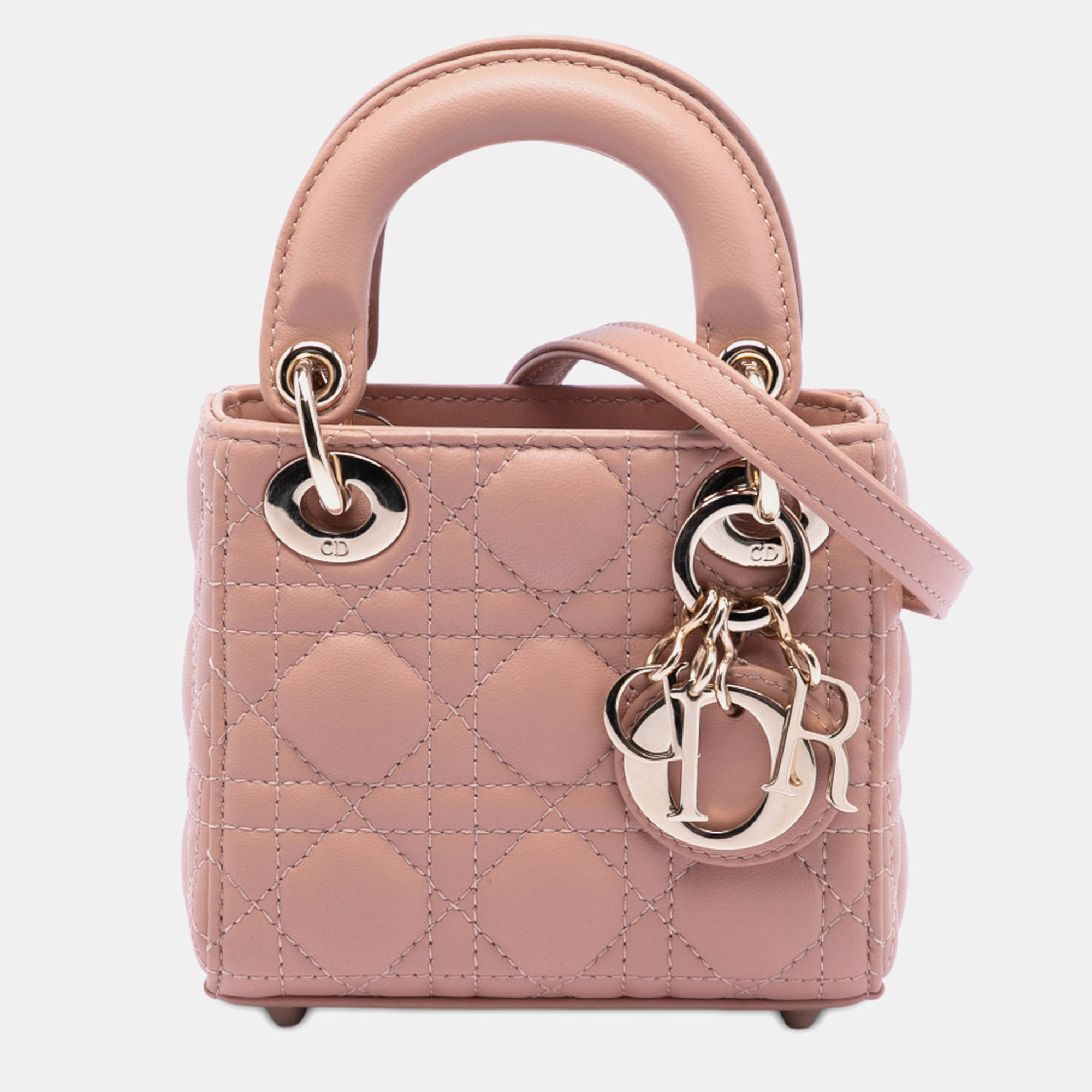 

Dior Brown Micro Lambskin Cannage Lady Dior