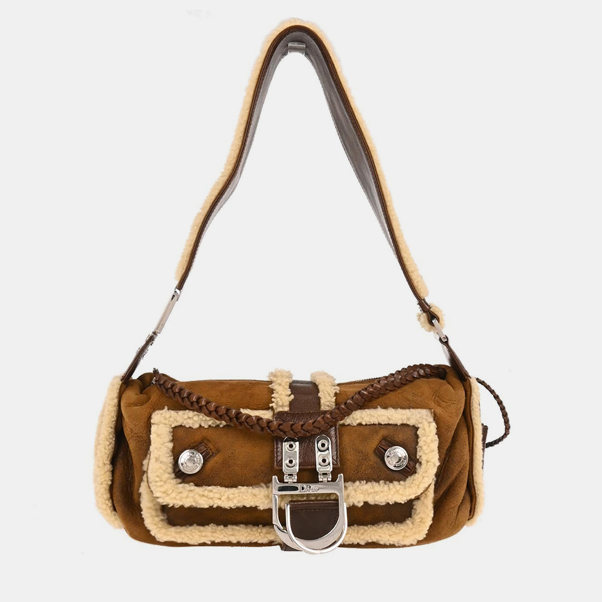 

Dior Flight Brown Mouton Shearling Shoulder Bag