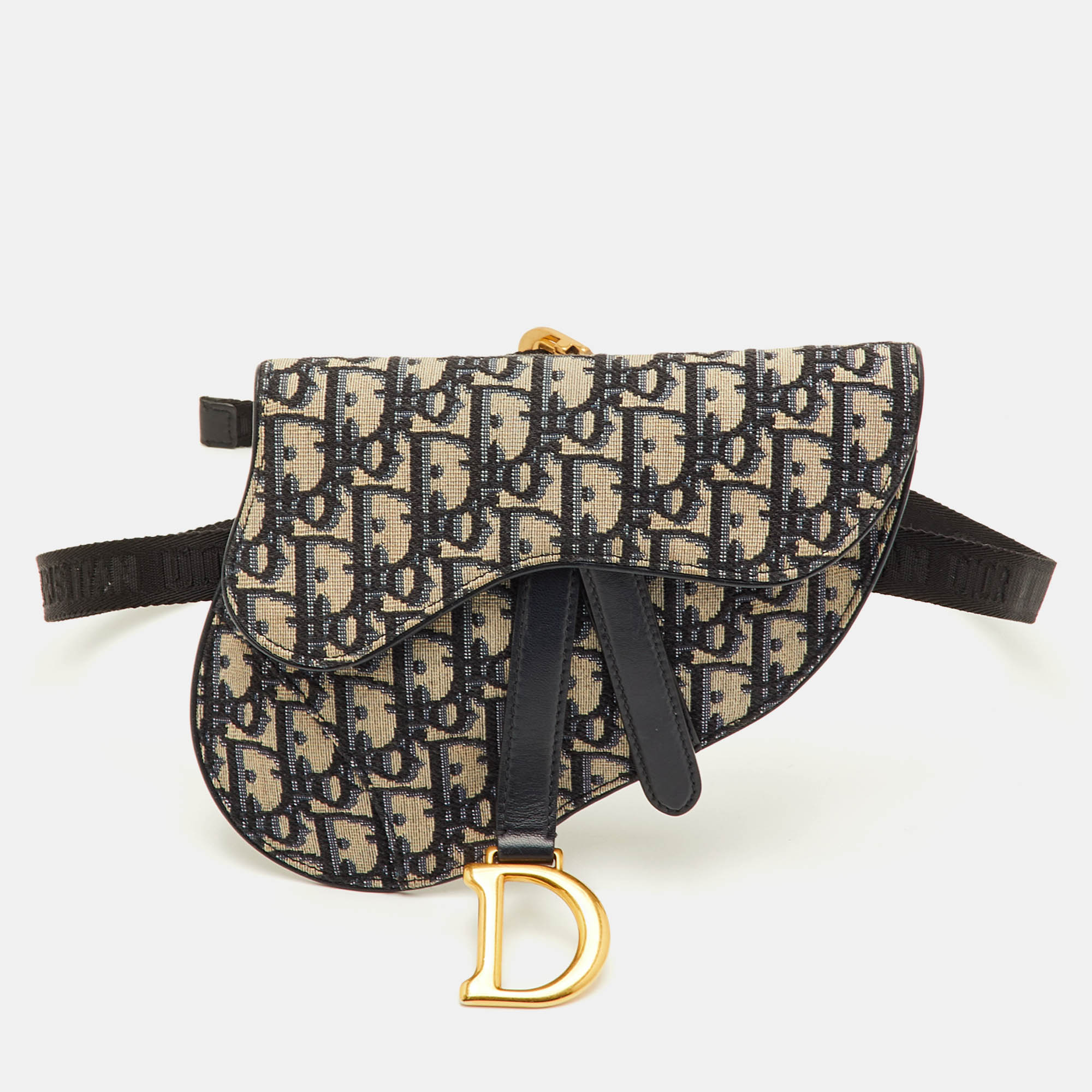 

Dior Saddle Blue Oblique Canvas Leather Belt Bag
