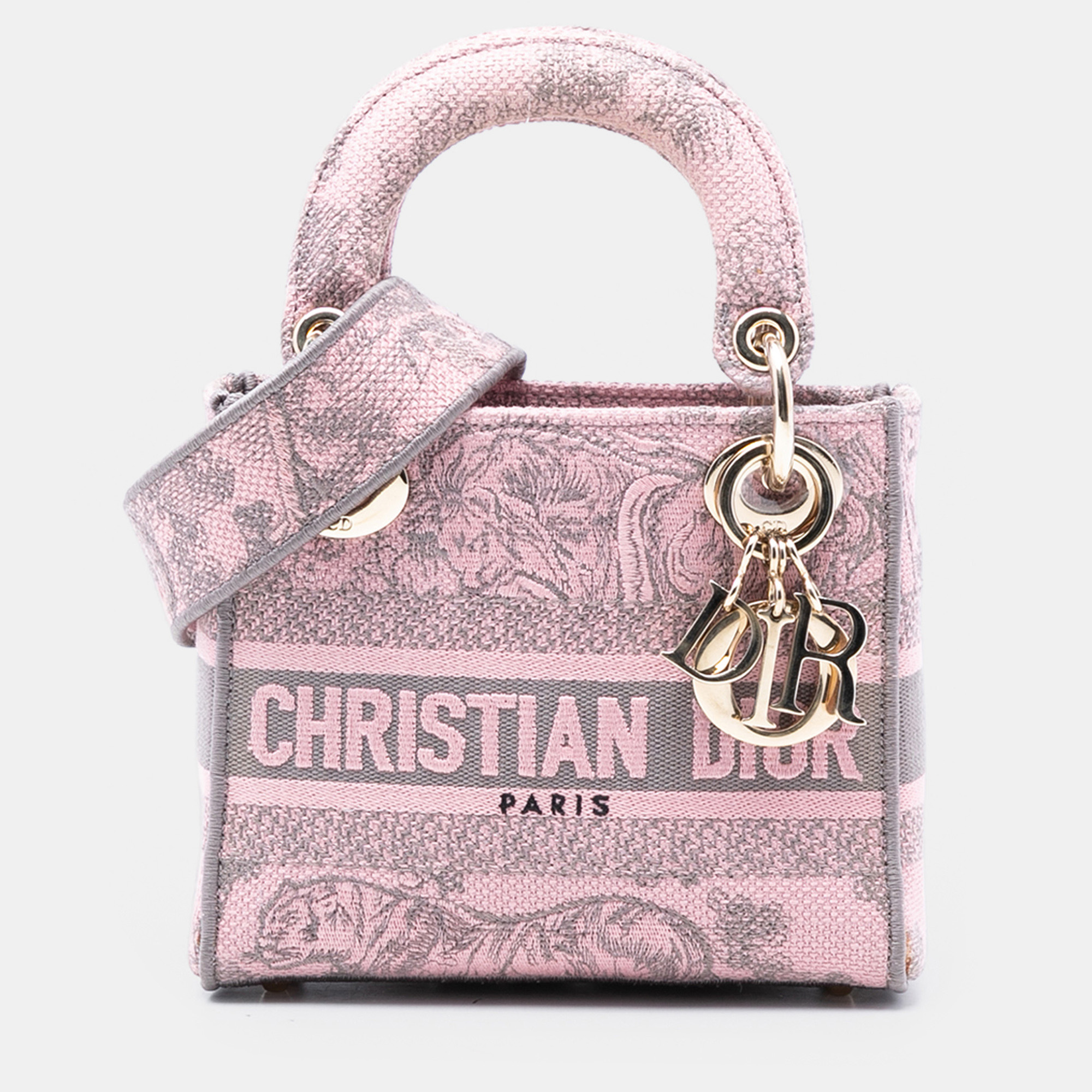

Dior Pink Mini Embroidered Canvas Toile De Jouy Lady D Lite