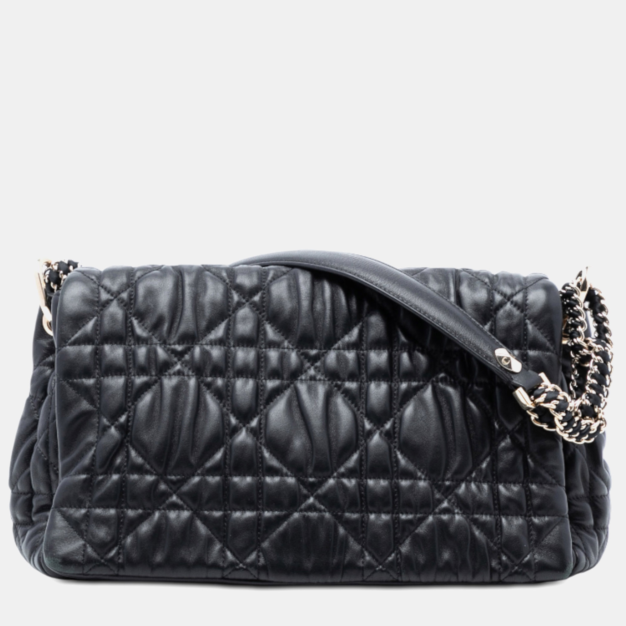 

Dior Black Medium Lambskin Cannage Gaufre Delices Flap