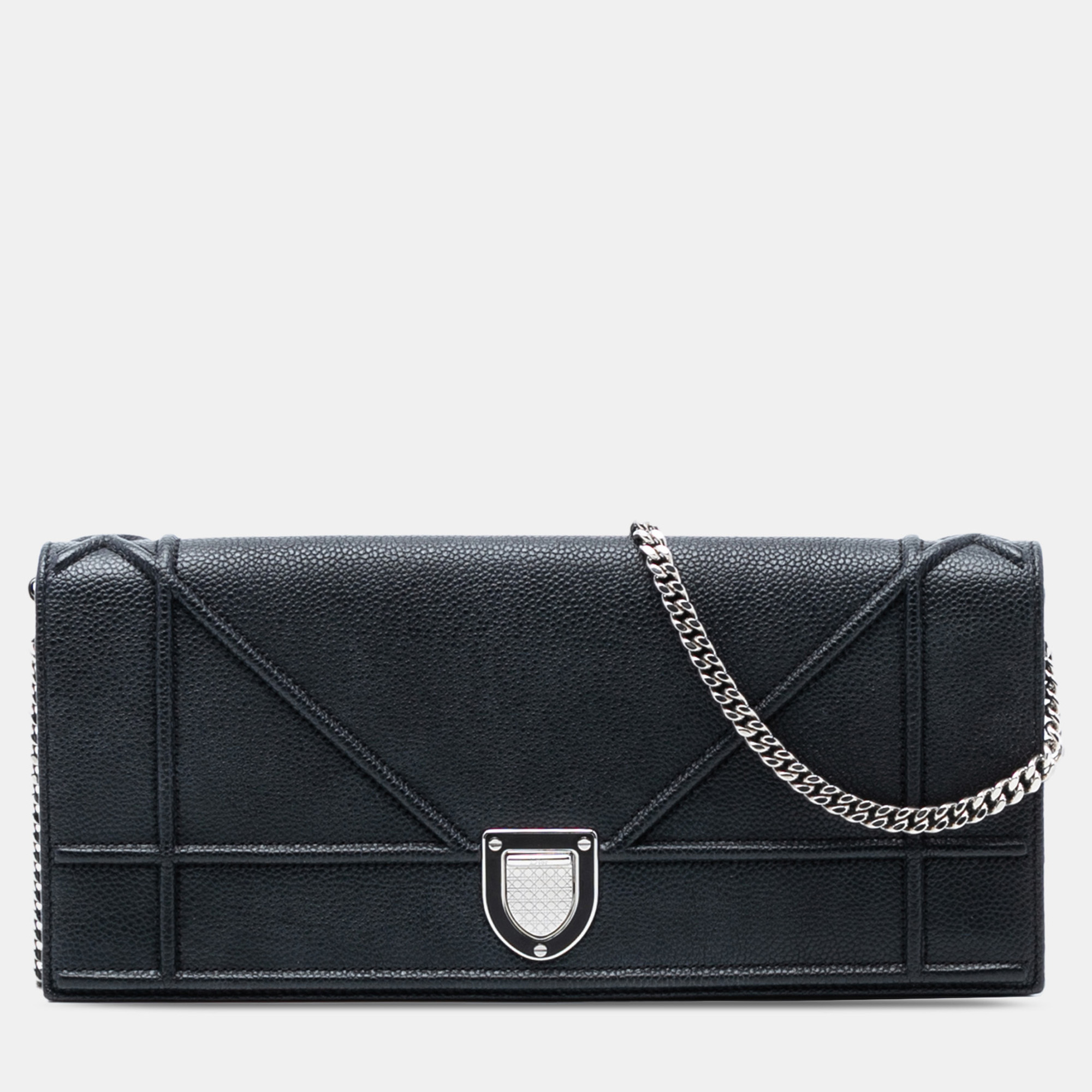 

Dior Black Grained Calfskin Diorama Pochette Clutch
