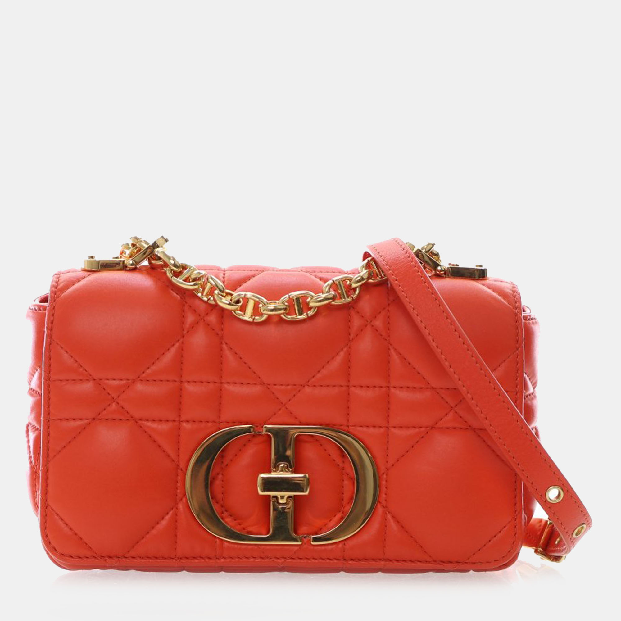 

Dior Caro Cannage Small Orange Calfskin Leather Shoulder Bag